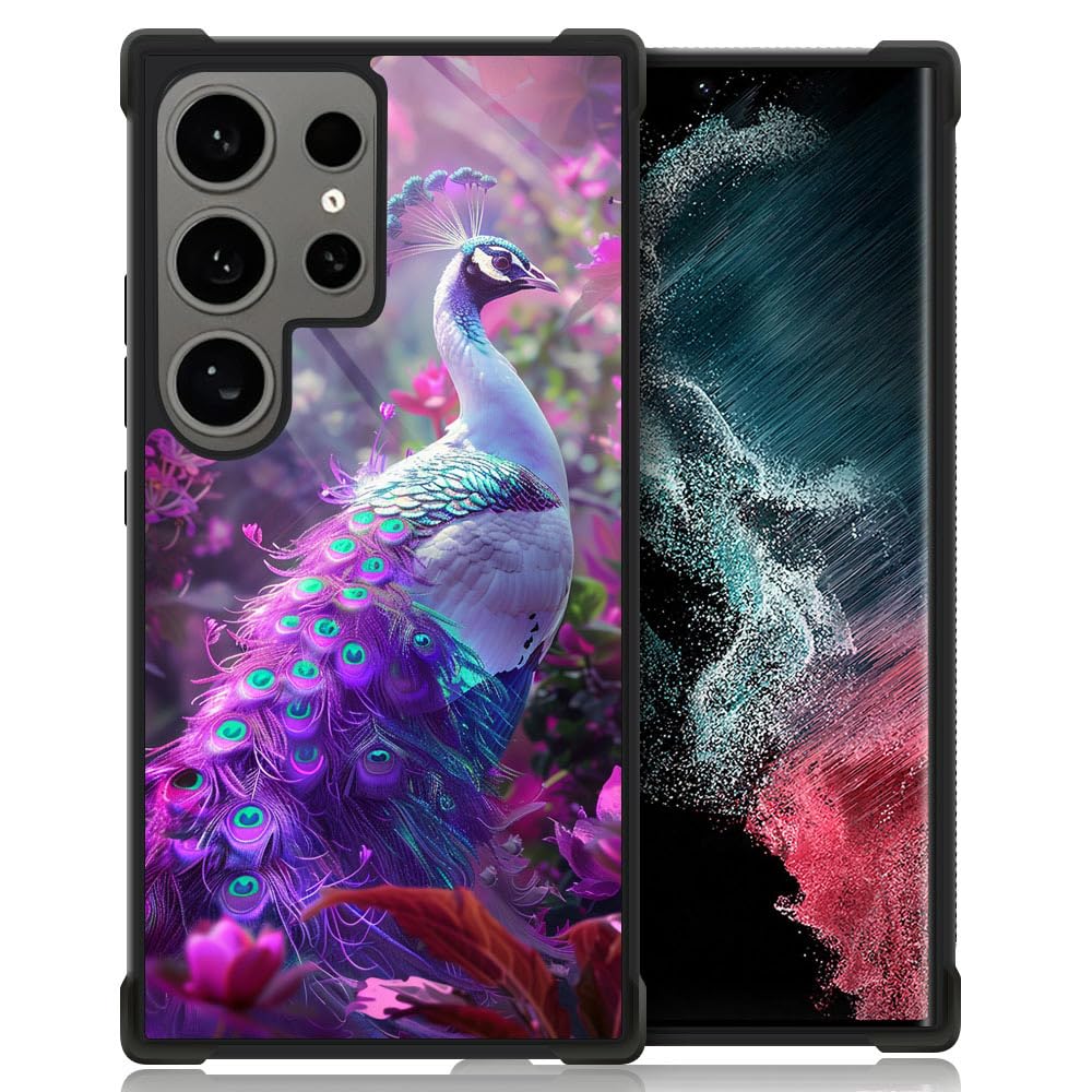 ZHEGAILIAN Compatible with Samsung Galaxy S23 Ultra Case,Beautiful Purple Peacock for S23 Ultra Women Girls,Shockproof Anti-Slip Drop Protection with