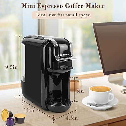 Miniatura 6 de Máquina de café expreso para cápsula Nespresso, cápsula azul Lavazza y café en polvo, bomba de presión de 19 bar que hace auténtico café expreso,