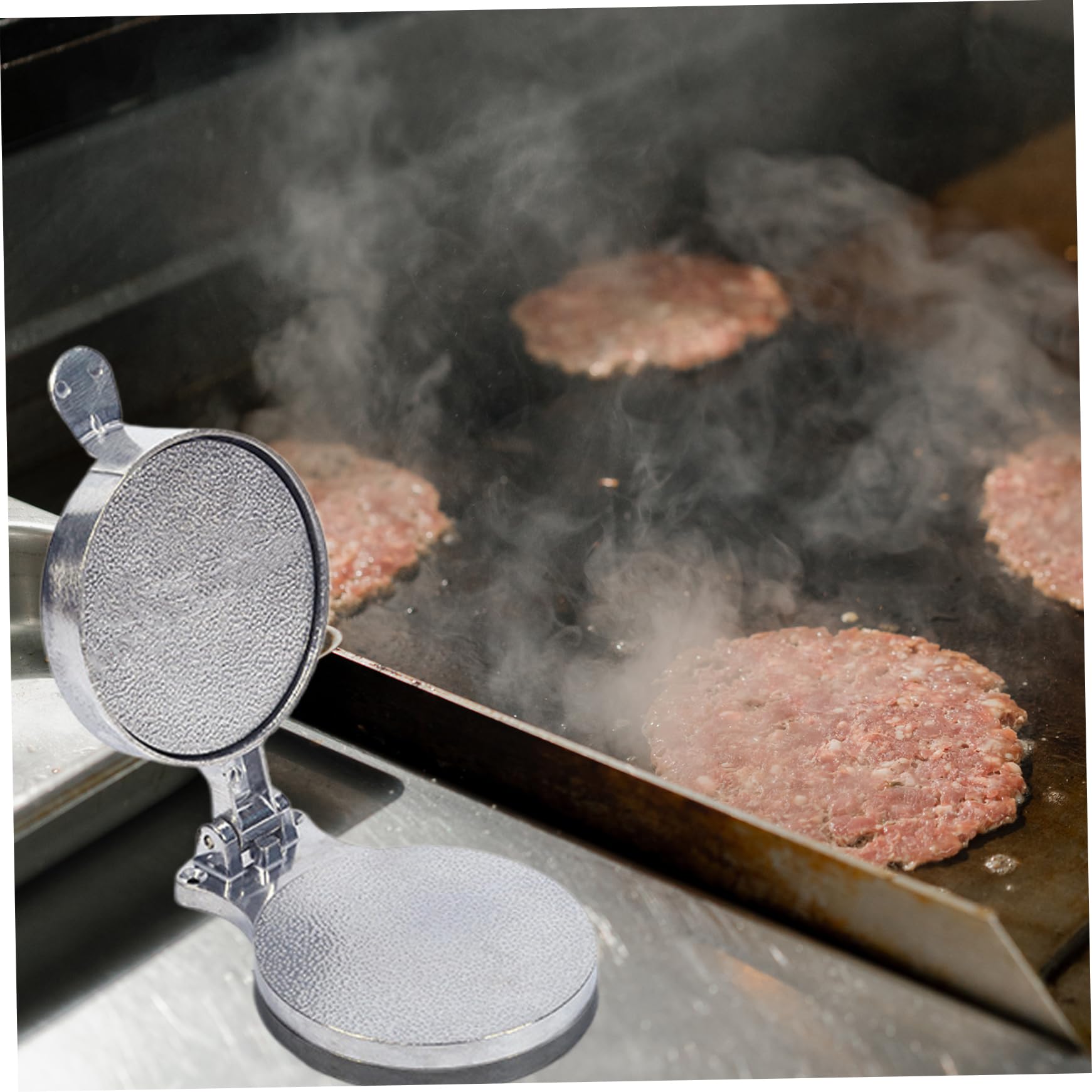 Presse à Hamburger - Moule Anti-Adhésif - Épaisseur Réglable - Aluminium - Pour BBQ - 3