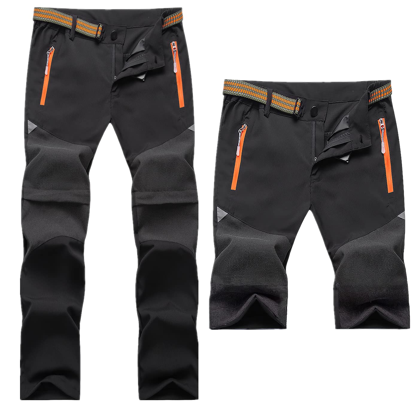 Daysskk Pantalones 2 en 1 con cremallera para niños, niñas, verano, senderismo, secado rápido y resistente al agua, 110-160