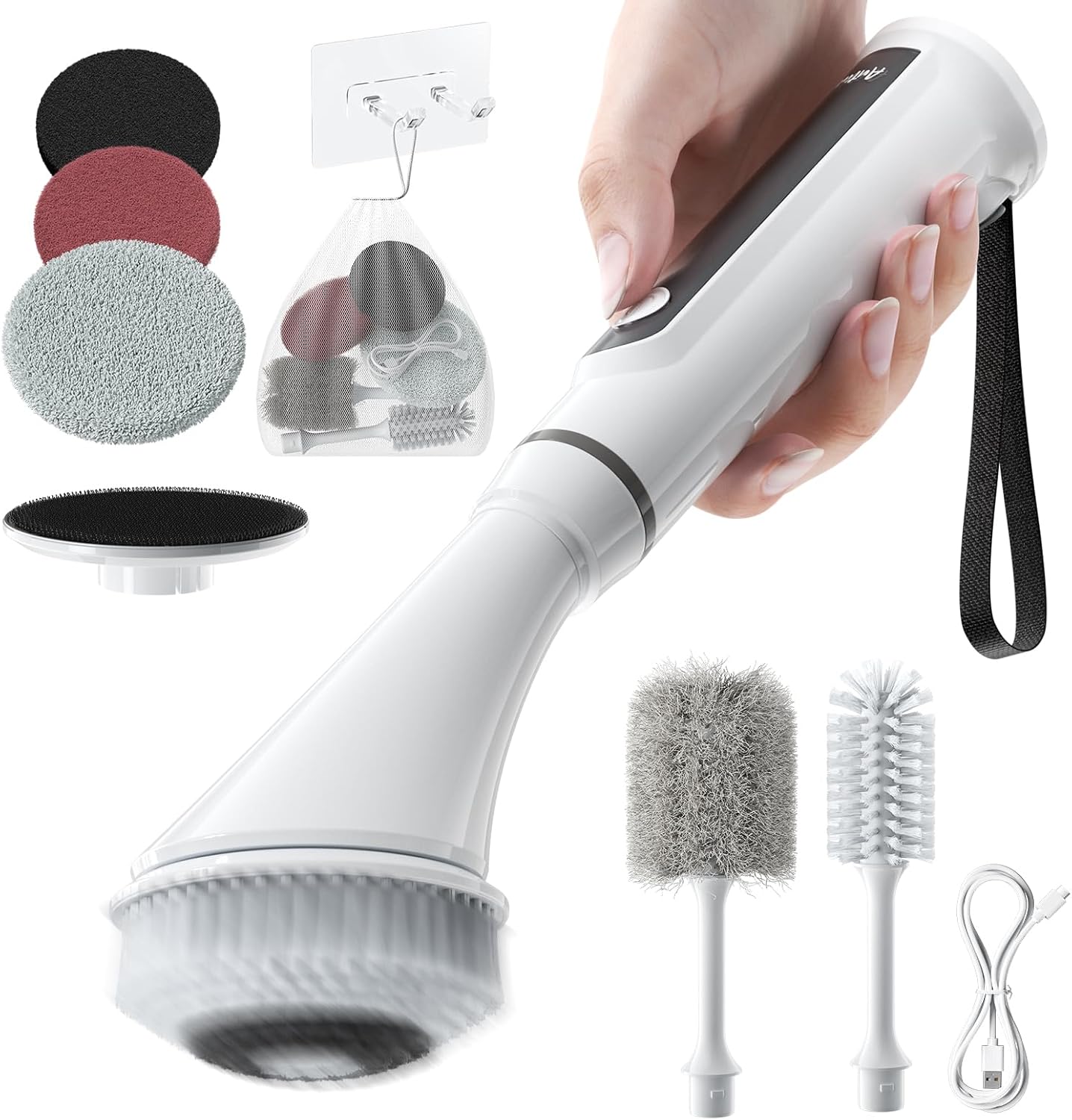 Electric Spin Scrubber Brush – Rechargeable Cordless Cleaning Brush with Full-Body IPX7 Waterproof, 6 Interchangeable Heads & 2-Speed Modes for Bathroom, Kitchen, Tile Electric Spin Scrubber Brush – Rechargeable Cordless Cleaning Brush with Full-Body IPX7 Waterproof, 6 Interchangeable Heads & 2-Speed Modes for Bathroom, Kitchen, Tile