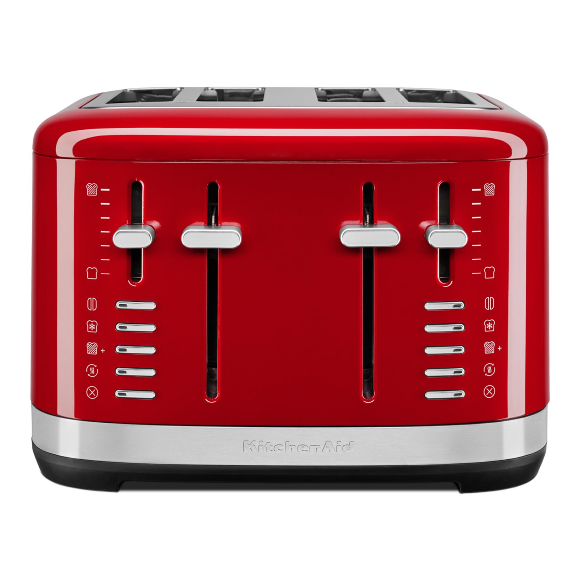 KitchenAid Tostadora 4 Rebanadas, Ranuras Extra Anchas, Controles Duales Independientes, 7 Niveles de Tostado, Funciones Bagel, Descongelar, Recalentar y Más Tiempo, Palanca Alta, Rojo Imperio