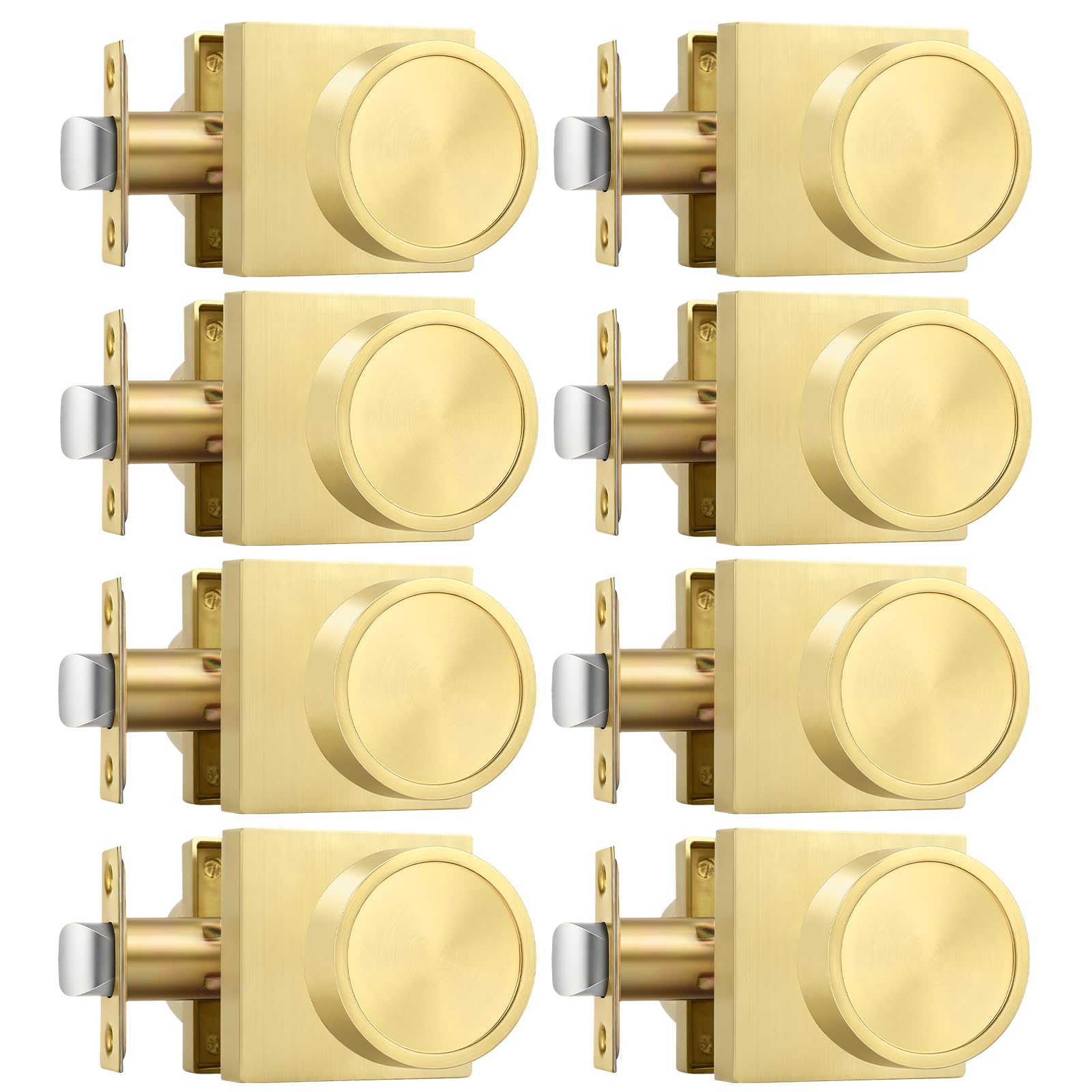 Goldenwarm Passage Brushed Gold Closet Door Knobs Interior, 8 Pack