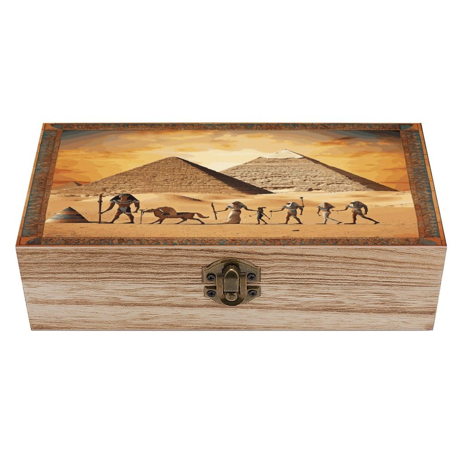 VstaDank Ancient Egypt Wooden Storage Box Wooden Keepsake Box with A Hinged Lid Fashion Memory Treasure Boxes Decorative Jewelry Case for Crafts Photo Home Decor Wood Gift Box