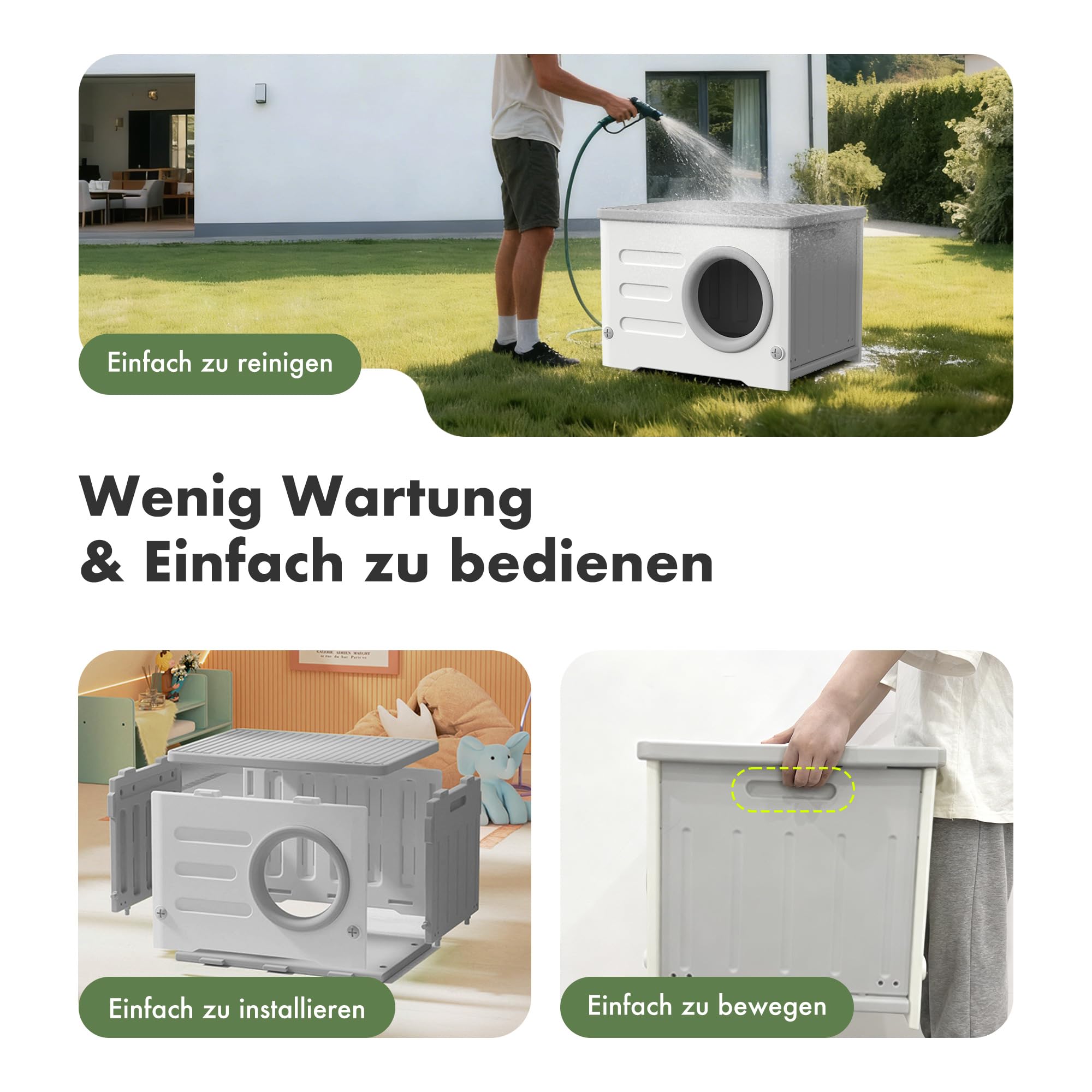 Katzenhaus Outdoor Wetterfest mit Kissen (Grau und Weiß)