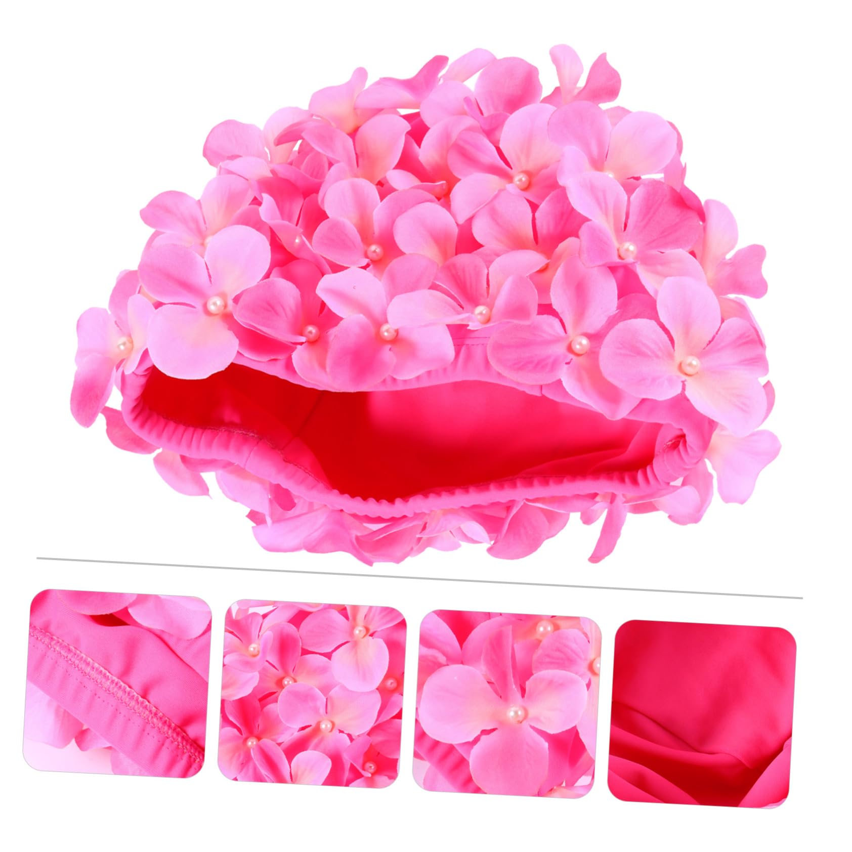 BESPORTBLE 10 Pièces Bonnet De Bain Fleur Fait Main Bonnet De Bain Hawaïen Fleuri Rétro Design r d Chapeau De r De Natation Femmes Tissu en Nylon Rose
