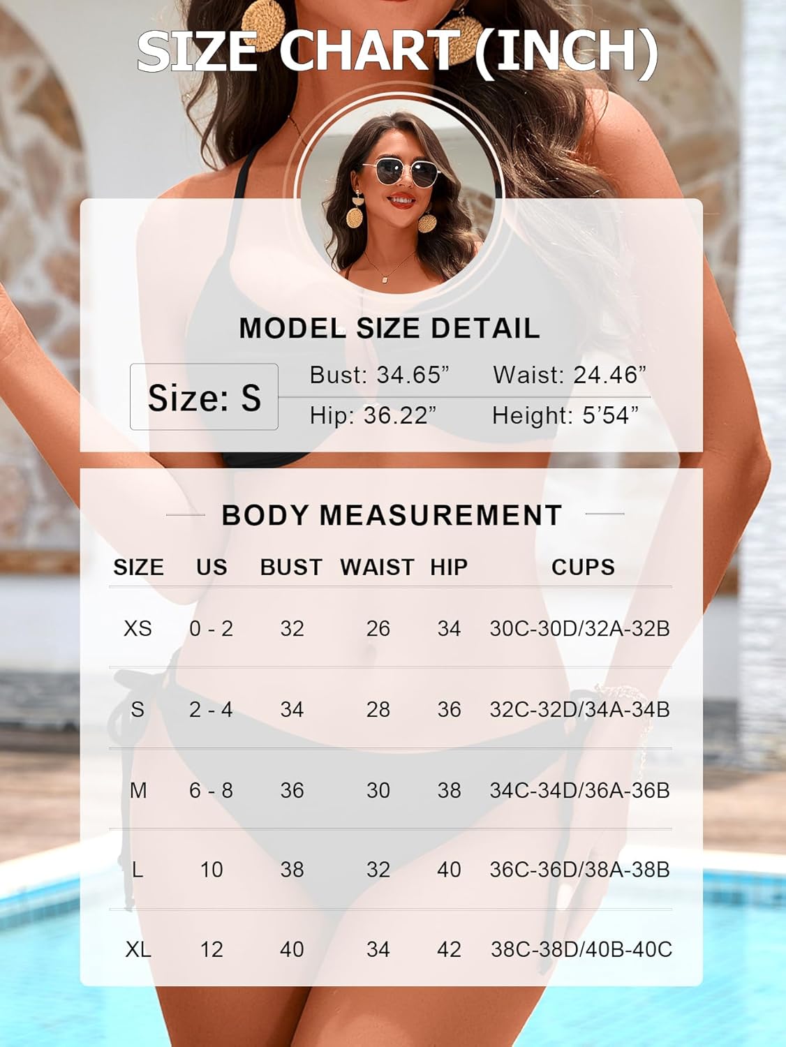 Women's Sexy Two Piece Bikini Set Push Up Textured U-Wire Bathing Suit String Adjustable Straps Swimsuit