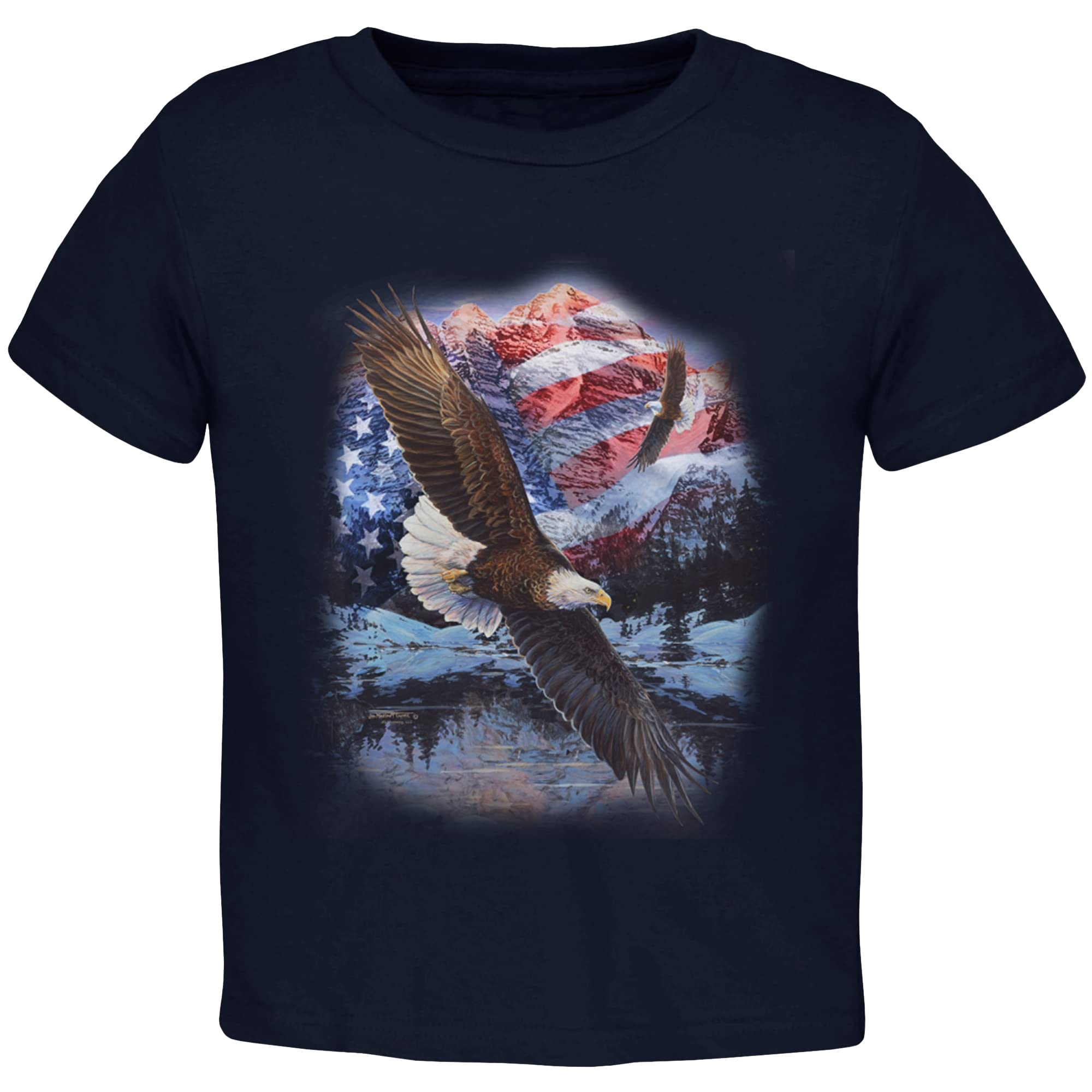 4th of July American Flag Bald Eagle Toddler T Shirt Navy 2T