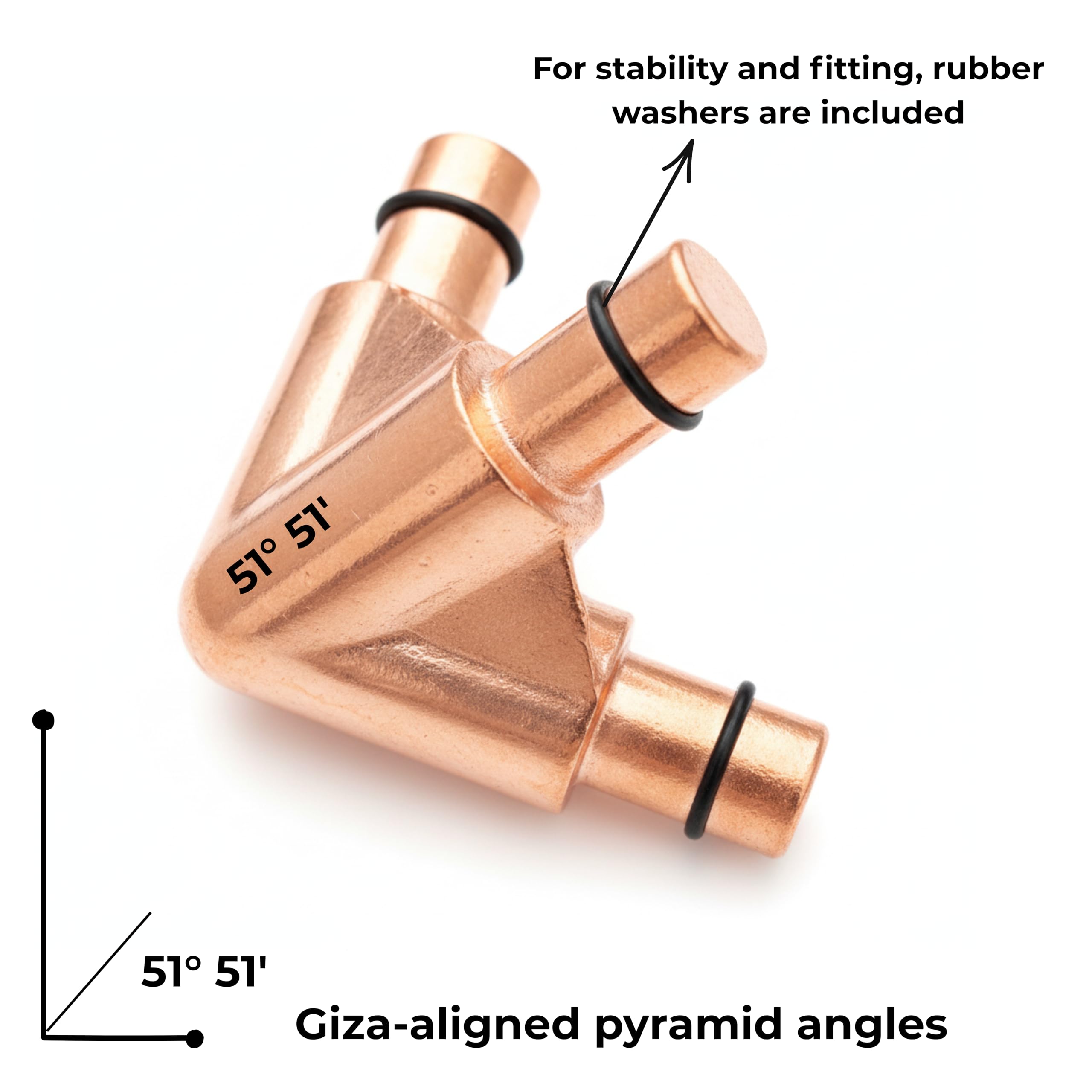 Copper Giza Pyramid Kit 12 Inch USA L Type and M Type UK Europe Canada Australia Solid Copper Connectors only for Healing Energy Relaxation Pranayama Sleep Meditation Accessory Tool product thumbnail 3