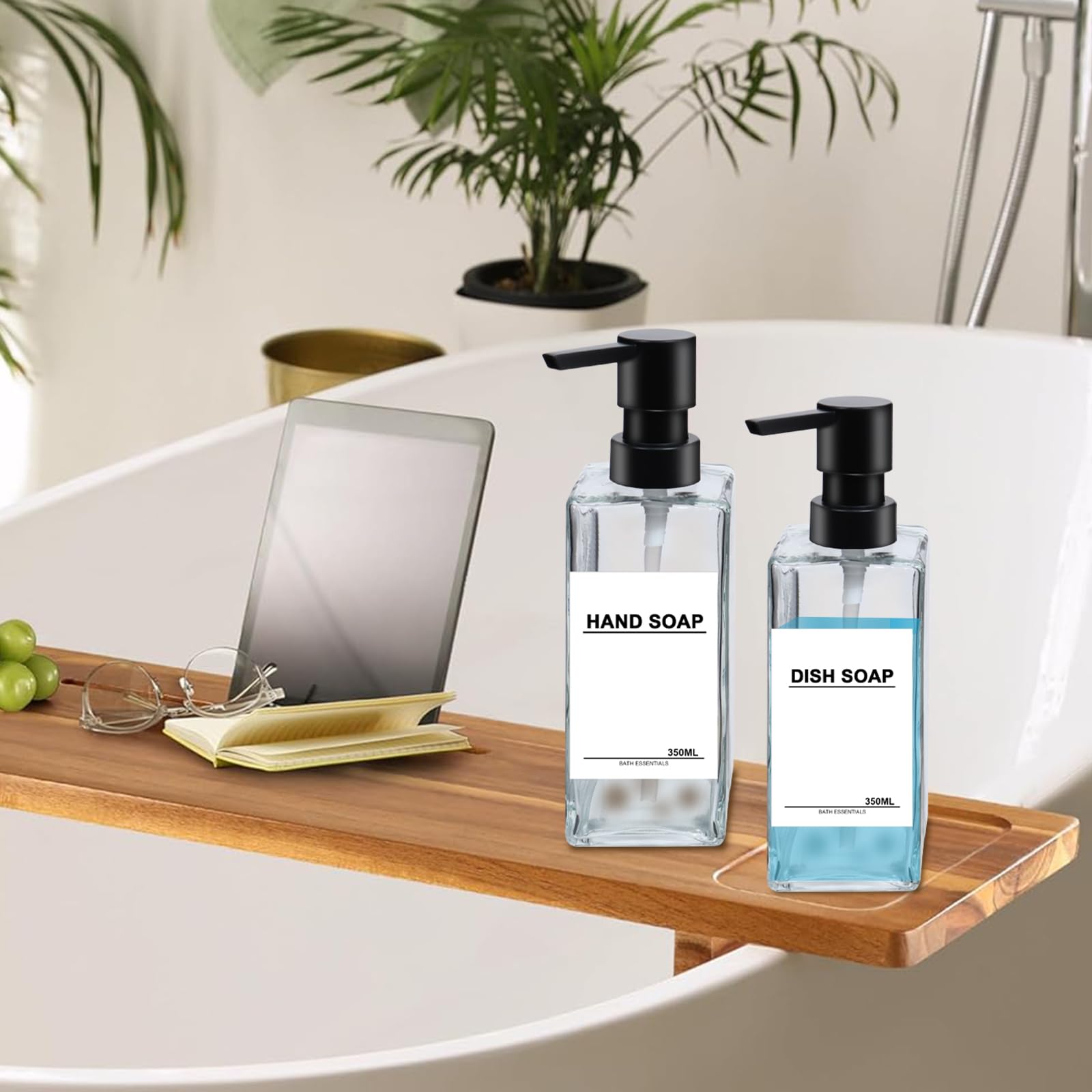 Zeepdispenser van glas, bruin, 350 ml, shampooflessen om te vullen