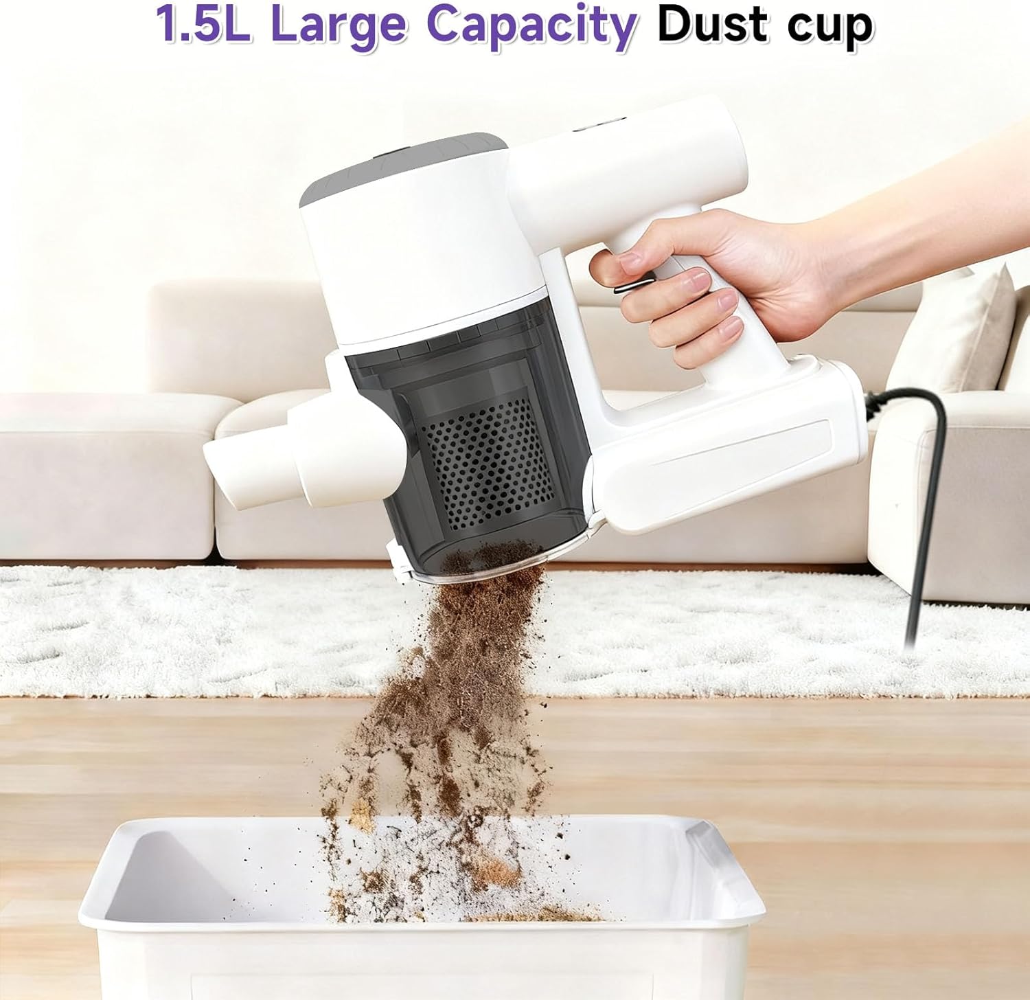 Corded Stick Vacuum Cleaner, Hardwood Floor Vacuum, 600W Powerful Hard Floor Vacuum Cleaners， Powerful Upright Corded Vacuum Cleaner Suitable for Hair, Pet Hair, Wood Floors, Tile Floors Dorm