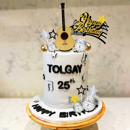 Miniatura 5 de 31 adornos para tartas de guitarra, notas musicales, bolas, decoraciones de pasteles para músicos, fiestas de cumpleaños, fiestas temáticas de rock