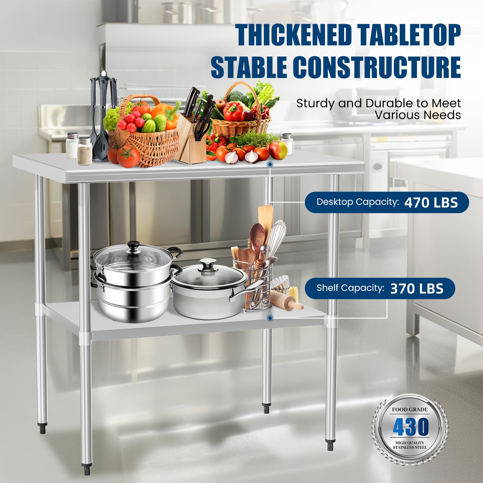 Snapklik.com : Chingoo Stainless Steel Table 30 X 36 Inches Metal Prep ...