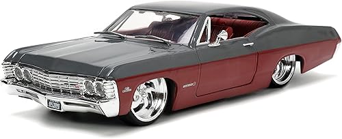 Miniatura 1 de Jada Toys Big Time Muscle 1:24 1967 Chevy Impala SS Gris/Borgoña Coche fundido a presión, juguetes para niños y adultos