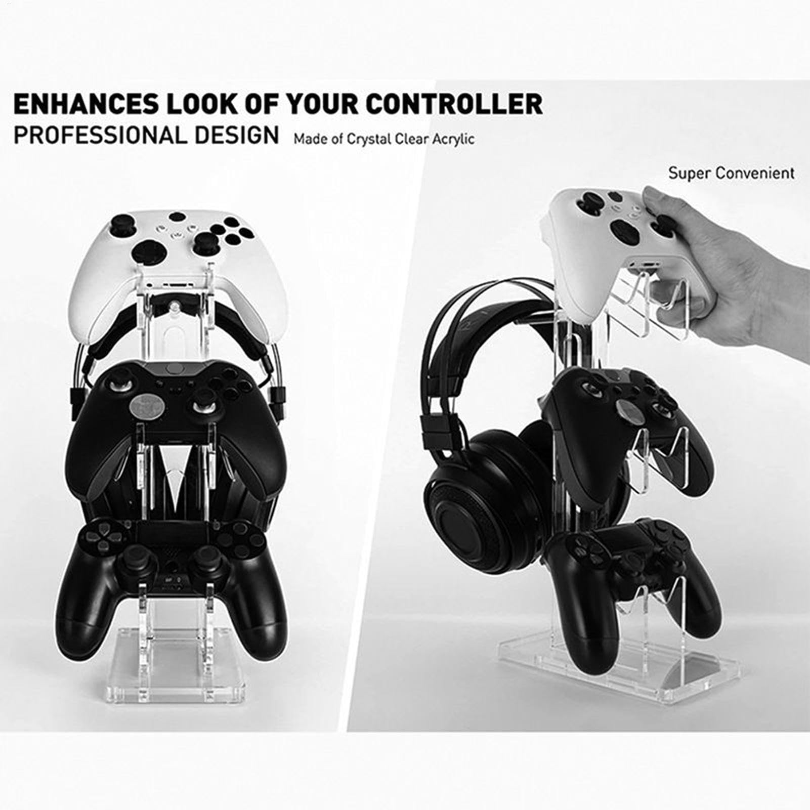 Controller-Display-Ständer, 3-stöckige Kopfhörer- und Game-Controller-Halterung für Schreibtisch, Gaming-Zubehör, stabile Unterstützung für Headsets und Controller