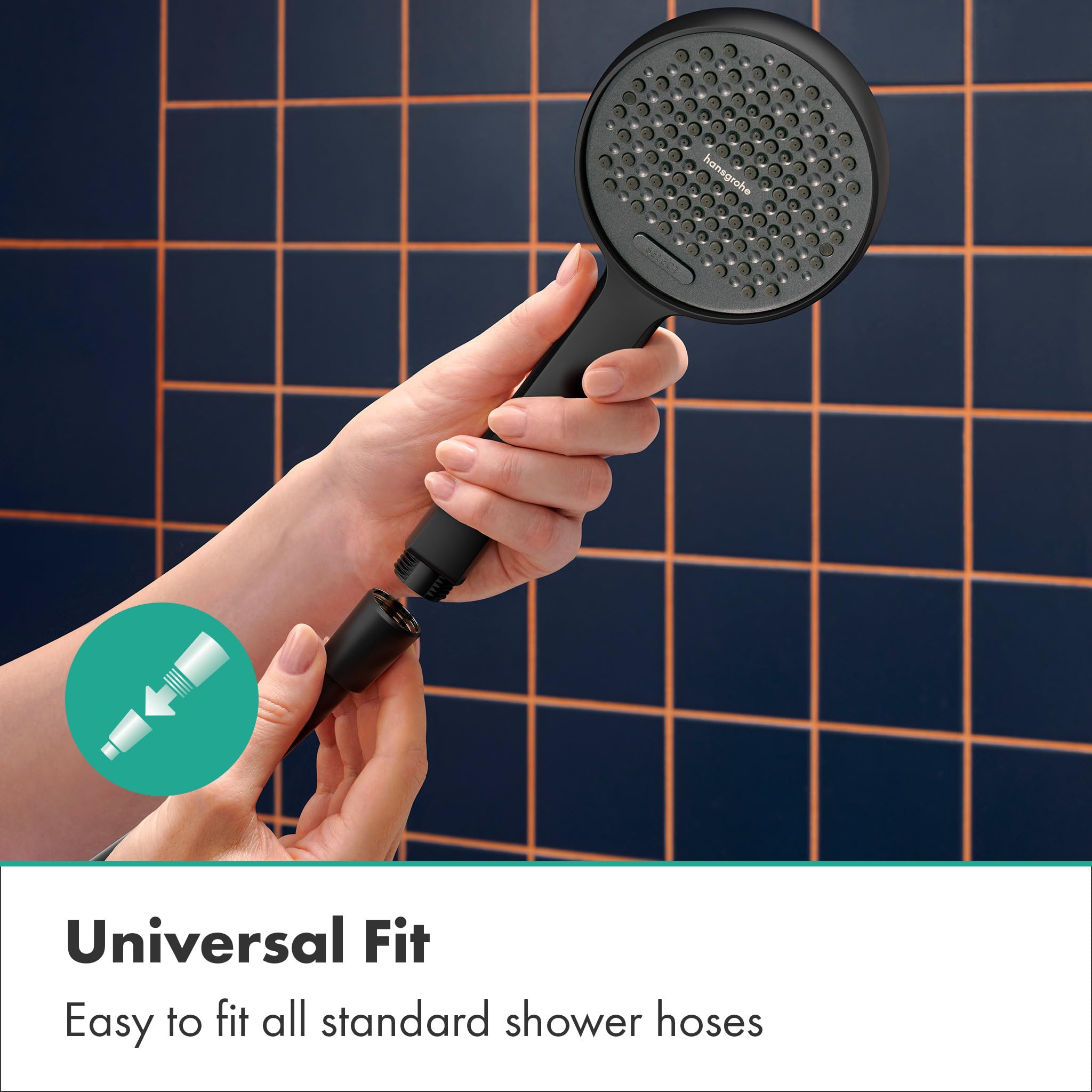 hansgrohe Activera Select S - ducha de mano EcoSmart (max. 6 l/min), con función WaterBoost (max. 9,4 l/min), alcachofa de ducha con 2 tipos de chorro, con sistema antical, negro mate, 28035670