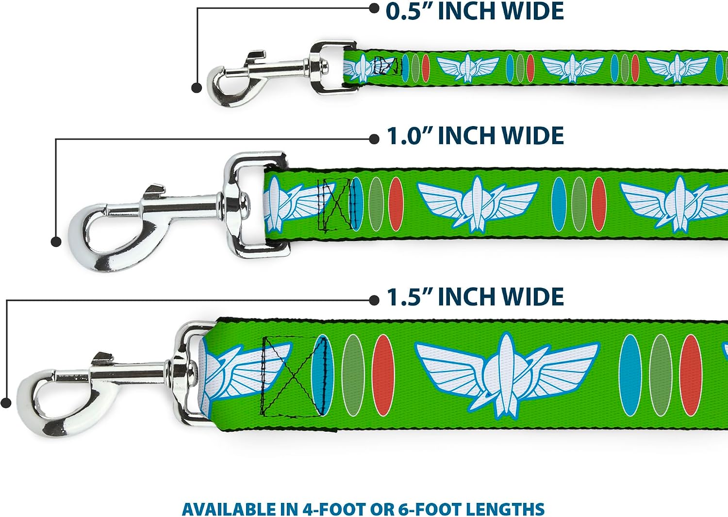Buckle-Down Dog Leash Toy Story Buzz Lightyear Bounding Space Ranger Logo Buttons Available In Different Lengths And Widths For Small Medium Large Dogs and Cats, 6 Feet Long - 1" Wide