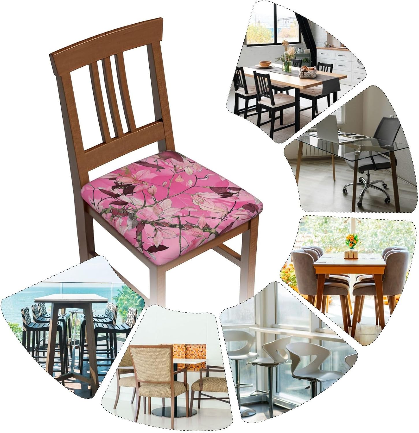 Leaves Camouflage Print Square Cushion Covers 6 Pcs Set Elastic Non-Slip Seat Cushion Slipcovers Pet Furniture Protectors for Chair, Sofa