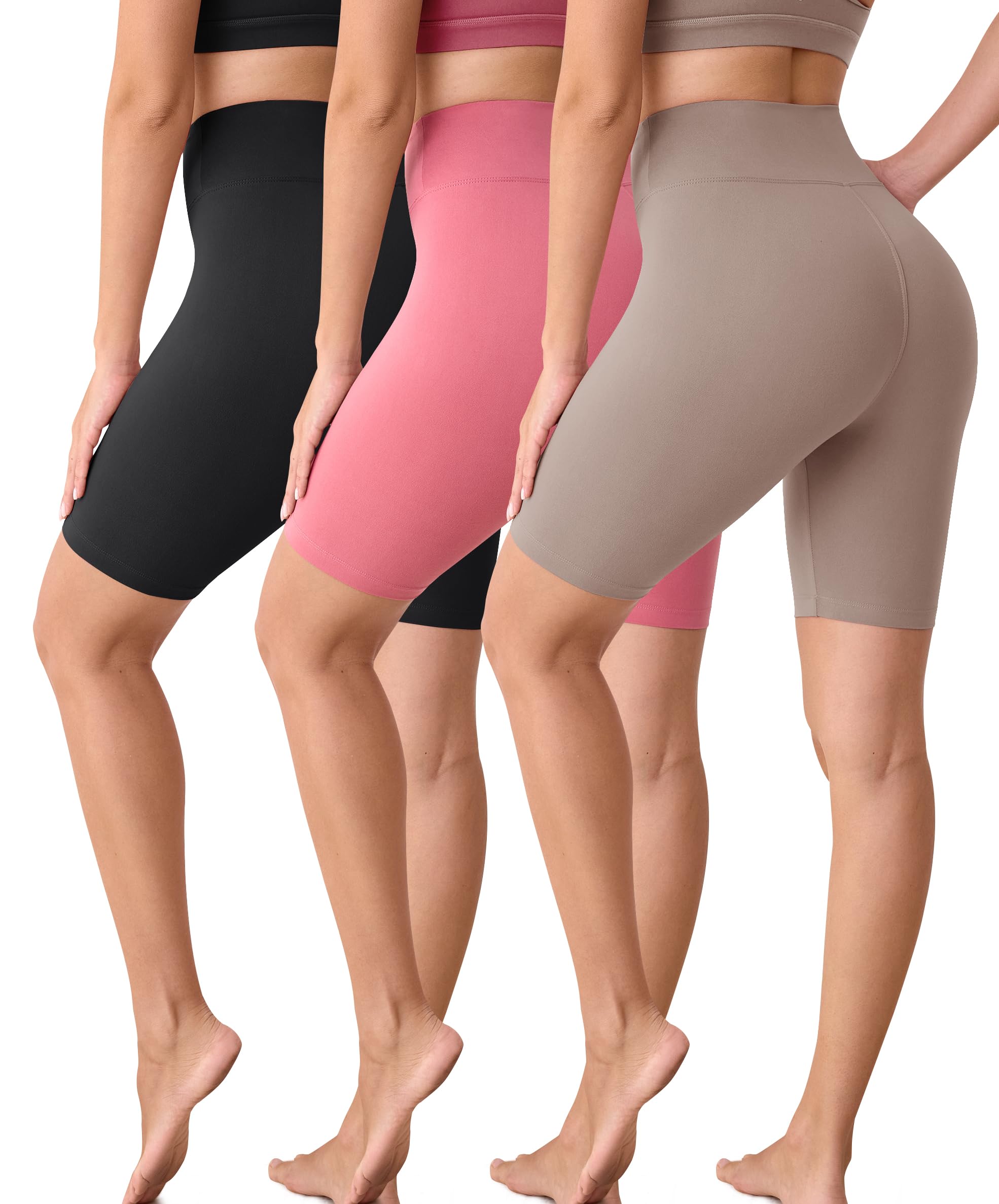 VALANDY Creamlush 3 Pack Biker Shorts for Women -8" High Waisted Soft Stretchy Spandex Athletic Yoga Shorts