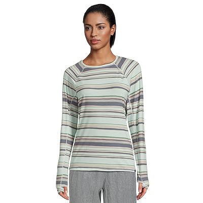 L.L.Bean Everyday SunSmart(r) Crew Neck Long Sleeve Stripe T Shirts Women