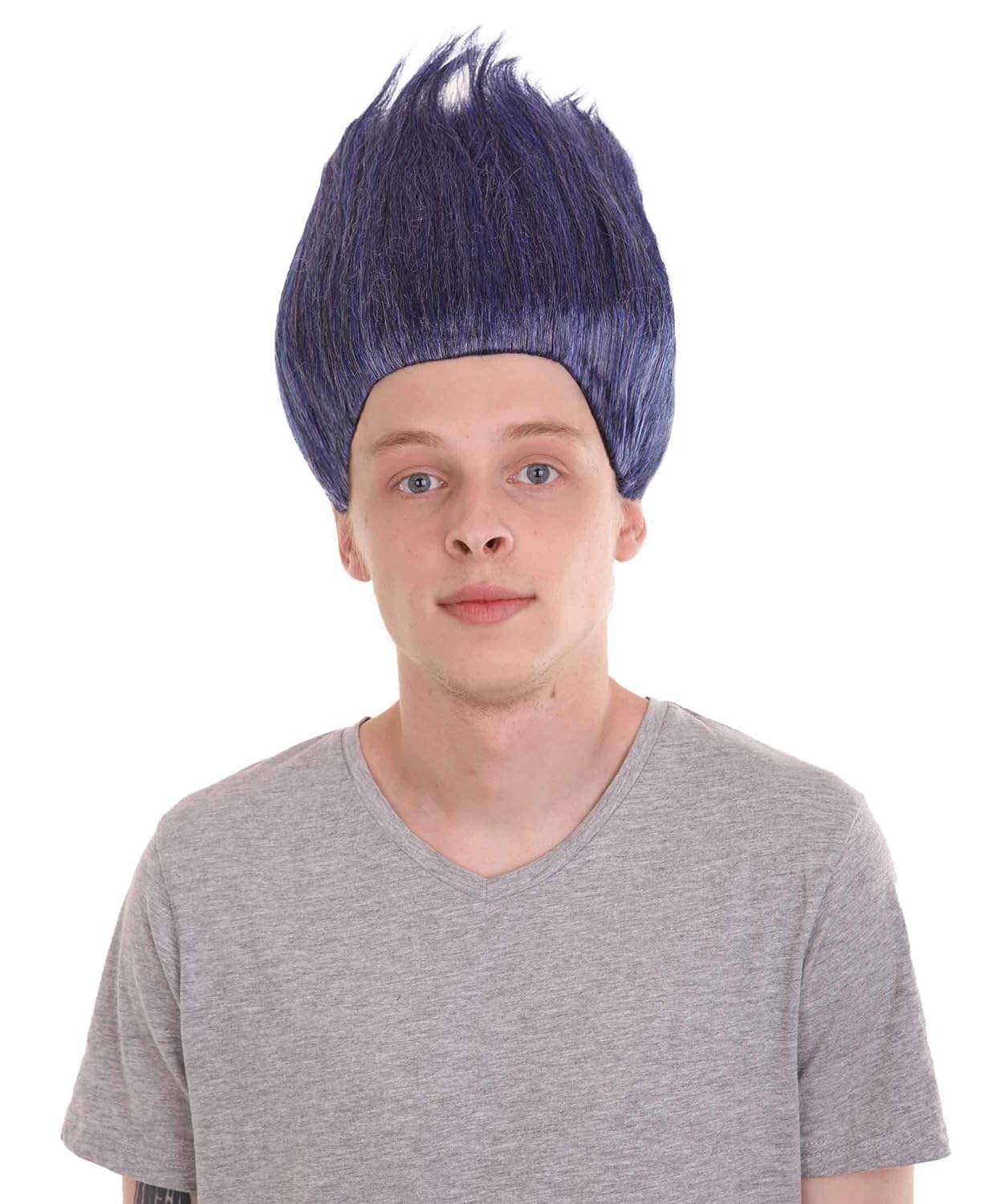 Unisex Adult Spiky Troll Wigs Collections | Synthetic Fiber Costume Wig for Men and Women | Capless Cap Halloween Colorful 80s Wig | Trolls TV Movie Cosplay Costume Accessories - Dark Blue