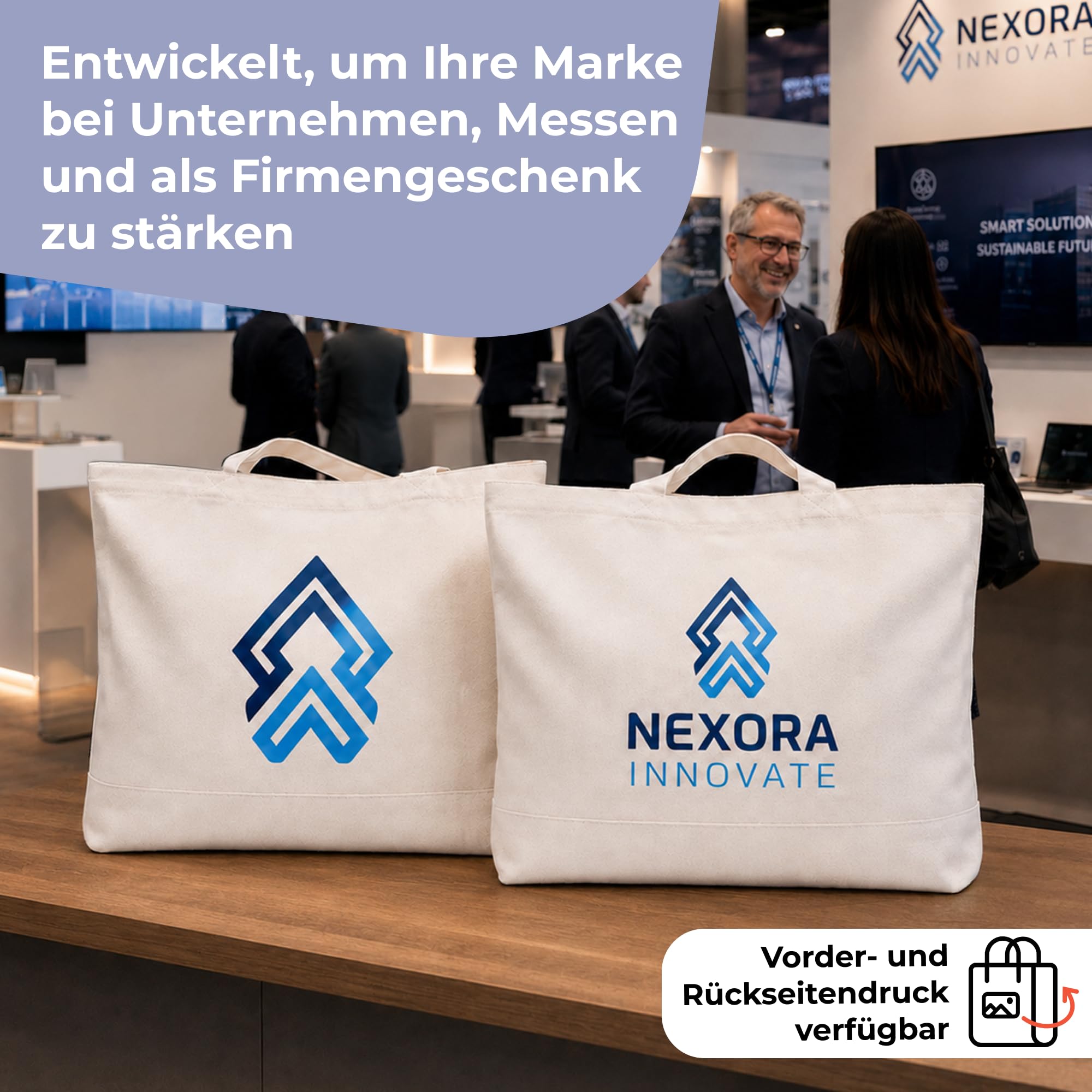 Cimpress Personalisierte Baumwolltaschen, 47 x 38 cm, Naturfarbe/Schwarz | Eigenes Foto, Logo oder Text hinzufügen, beidseitig bedruckbar, ideal für Fotogeschenke, Alltag, Einzelhandel und Events