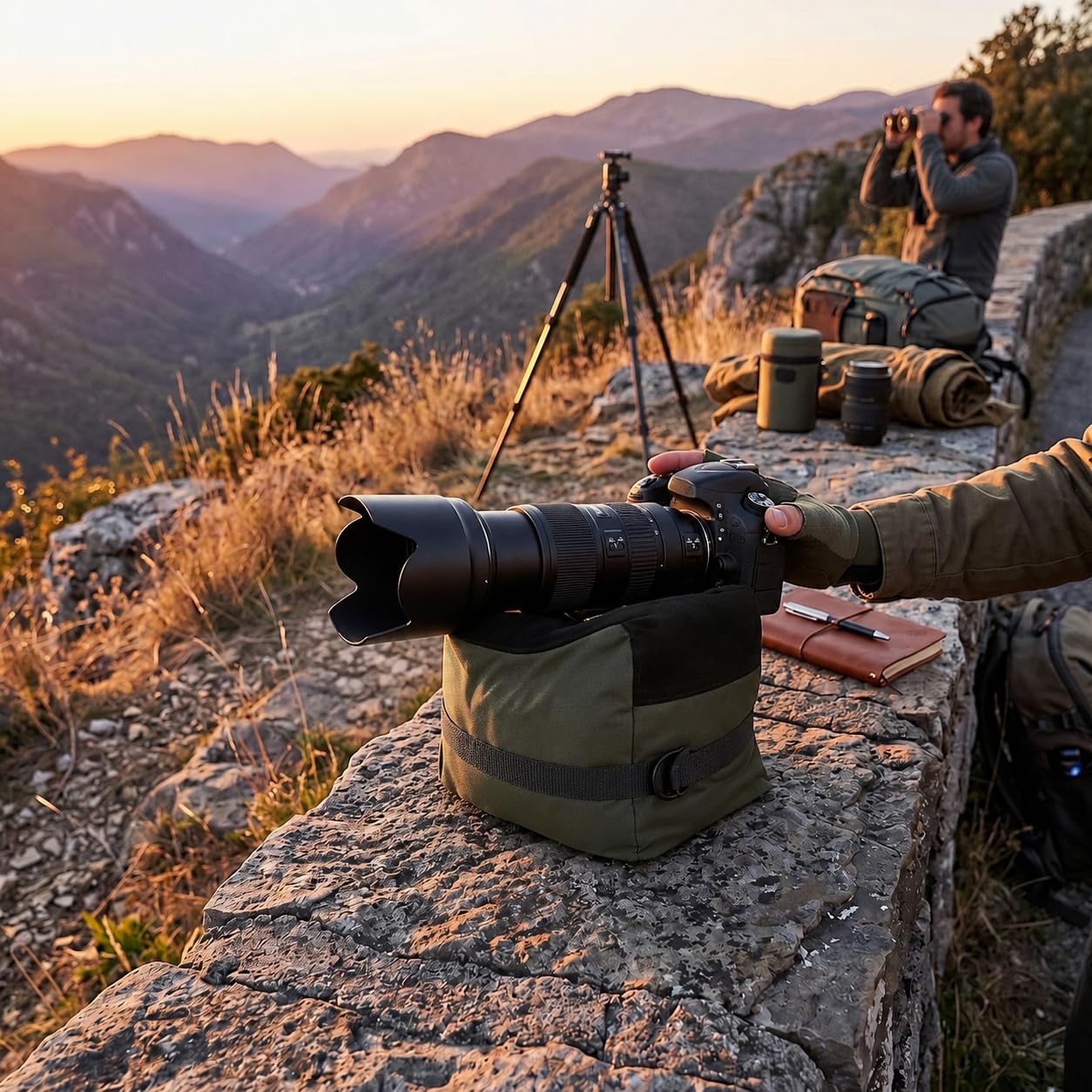 Dilwe Sac de Support de Tir 2 Pièces, Sac de Sable de Sport Unisexe, Poche Avant en Tissu Oxford 600D, Poche Arrière pour la Chasse à la Photographie