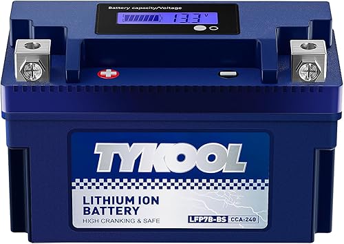 TYKOOL YT7B-BS LiFePO4 - Batería de litio para motocicleta, 12 V 4 Ah, 240 CCA, BMS integrada, batería de deportes motorizados, para ATV, UTV, moto