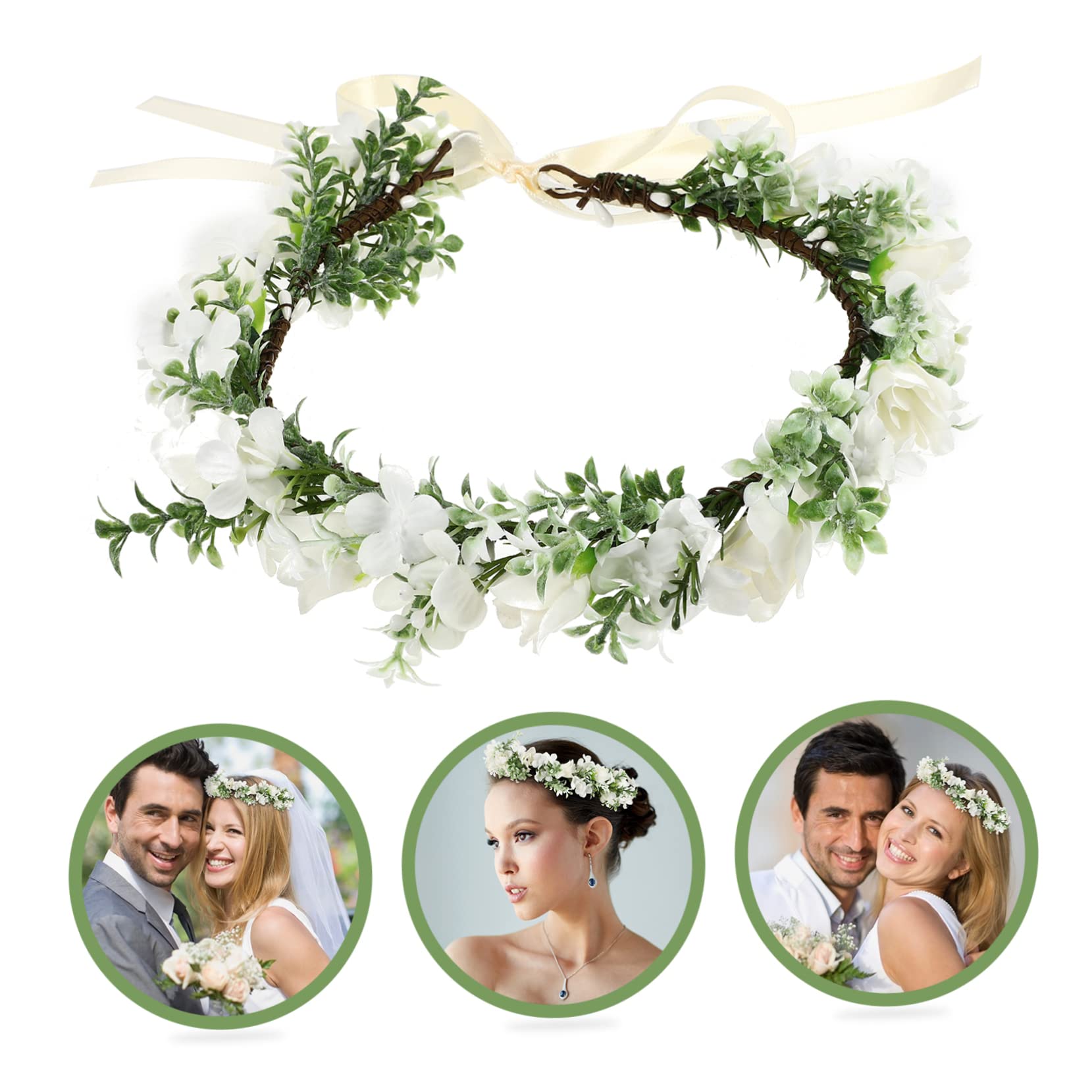FRCOLOR 4stücke Blumenkranz Stirnband Für Hochzeiten Haaraccessoires Mit Rosen Für Bräute Blumenmädchen Und Besondere Anlässe Verstellbar Und Vielseitig
