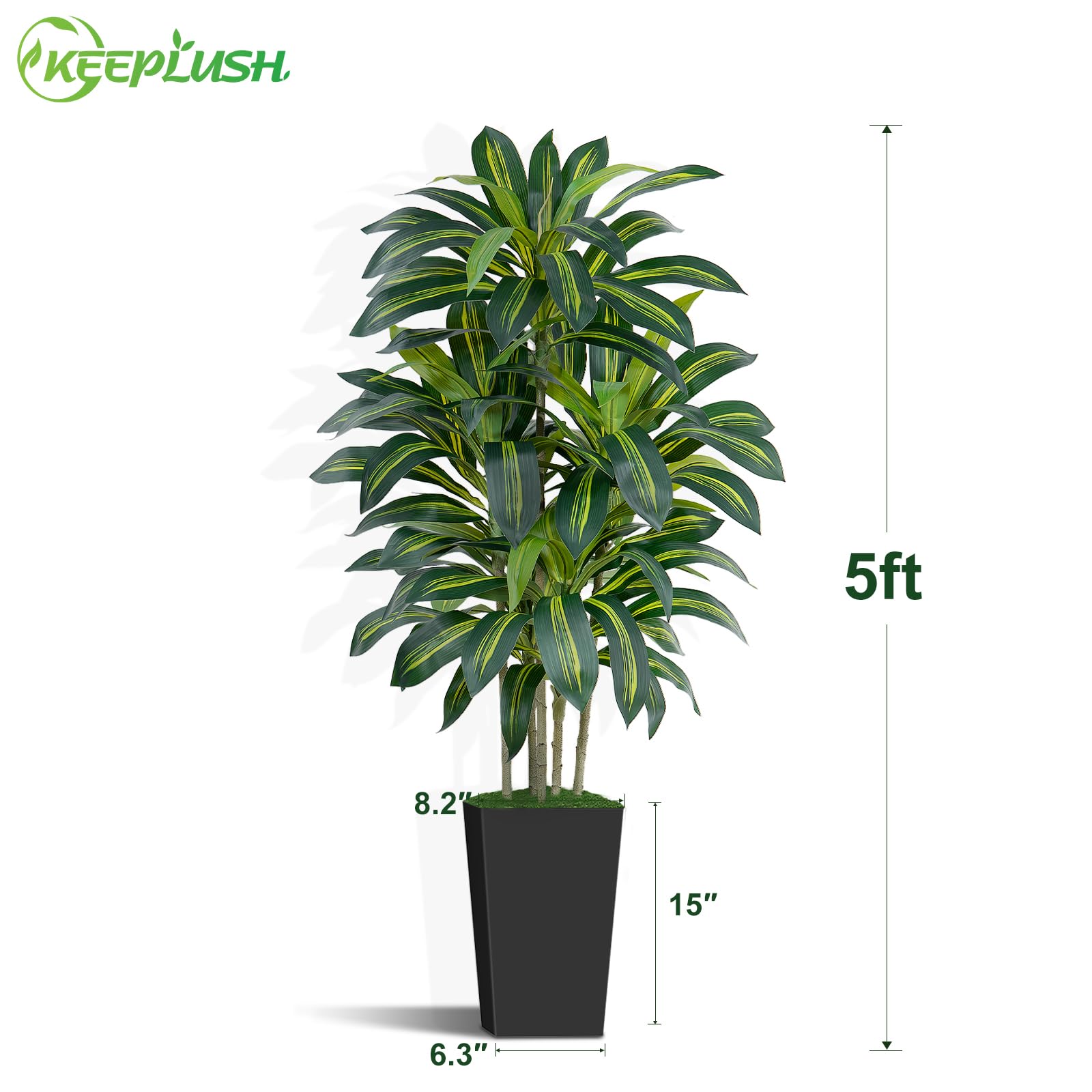 Arbol Artificial Dracaena con Pot Negro,150cm Planta Artificial Interior Alta y 105 Hojas,Árbol Artificial para Interior Exterior Oficina Dormitorios Salón Decoración Moderna