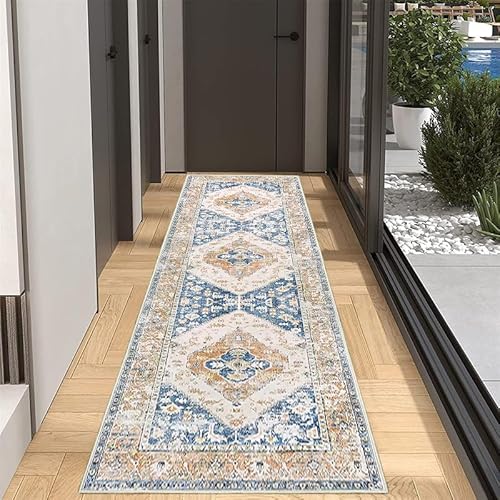 Runner Rug, 60x180cm Washable Carpet for Stairs,Indoor Outdoor Area Rug for Bedroom Living Room Kitchen Hallway (Runner Rug-C)