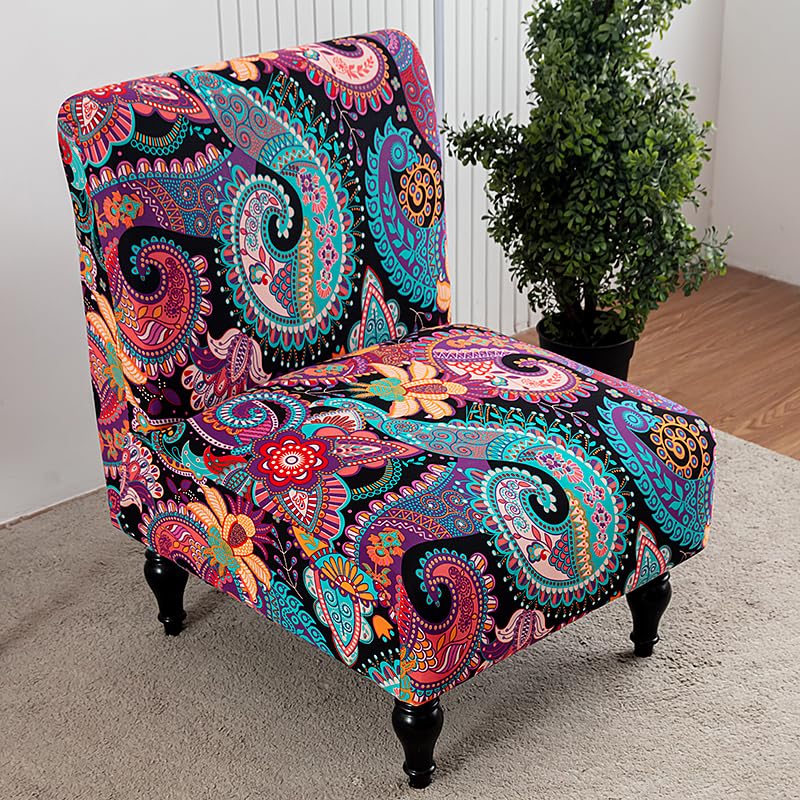 BSYMDH Armless Accent Chair Covers - Printed Slipcover for Living & Dining Room, 04