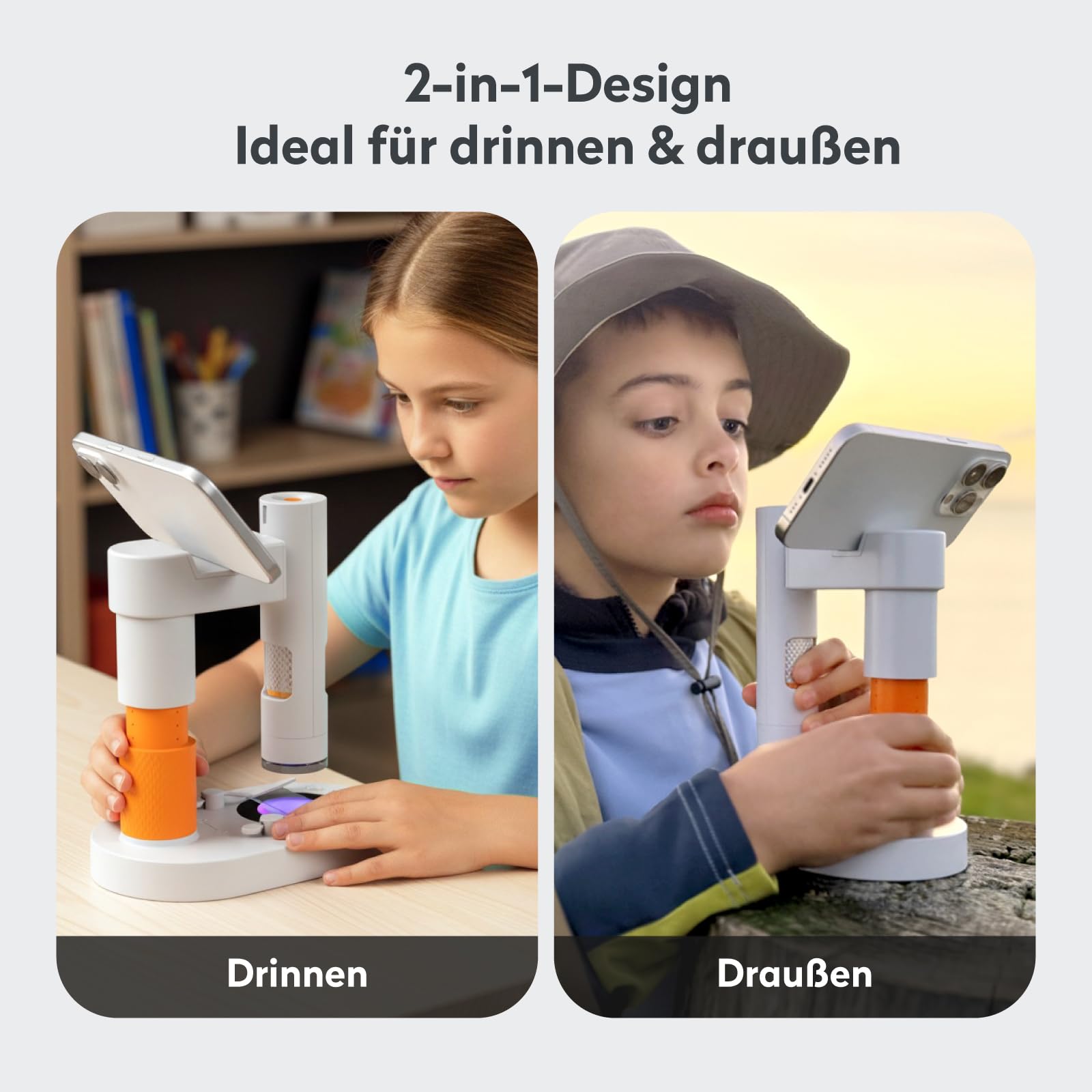 Mikroskop für Kinder, MatataStudio MX1-AS USB Digitales Mikroskop mit 3,5x-1000x, Multifunktionsstativ, 2*LEDs, Objektträger, unterstützt Foto/Video, Tragbares Handmikroskop für Handy & iPad