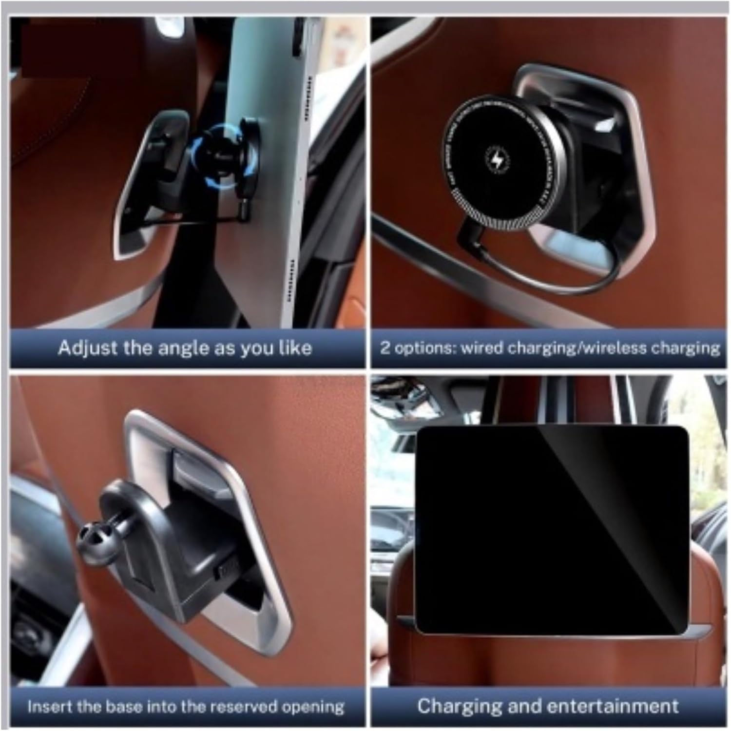 Rear Fit for Seat Magnetic Pad Holder Bracket Trim Mount Fit for BMW X3 X5 X6 5 Series 7 Series G45 IX i5 G60 G05 G06 G61(2pcs Magnetic no Wireless)