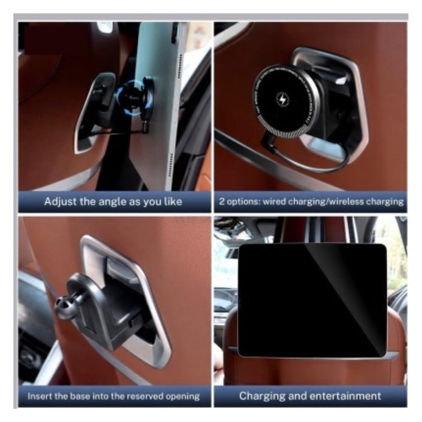 Pasuje do BMW IX I5 I7 X3 X5 X7 serii 5 Eries Tylne dopasowanie do siedzenia Magnetyczny Uchwyt Pad Uchwyt Wykończenia Góra Akcesoria samochodowe (2 szt. Bezprzewodowa ładowarka)