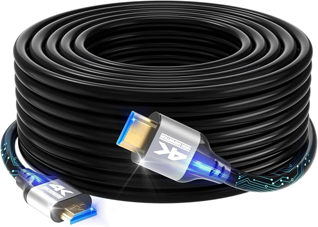 4k HDMI câble 50 FT,Haute vitesse HDMI 2.0 Cord, support 4K@60Hz, ARC, HDR, 3D, Ethernet, compatible avec TV, - C'est quoi, ça ? PS4/5, Xbox, Projecteur, Soundbar, Sky, PC, portable