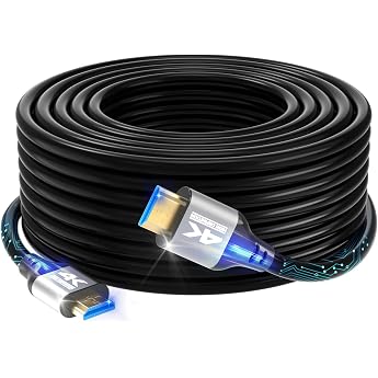 4K HDMI Cable 20 m 4K @ 60Hz 18 Gbit/s Full HD1080p 3D Dynamic HDR Dolby Atmos High Speed with Ethernet Compatible with Blu-ray HDTV PS5/4/3 Laptop Projectors PC More