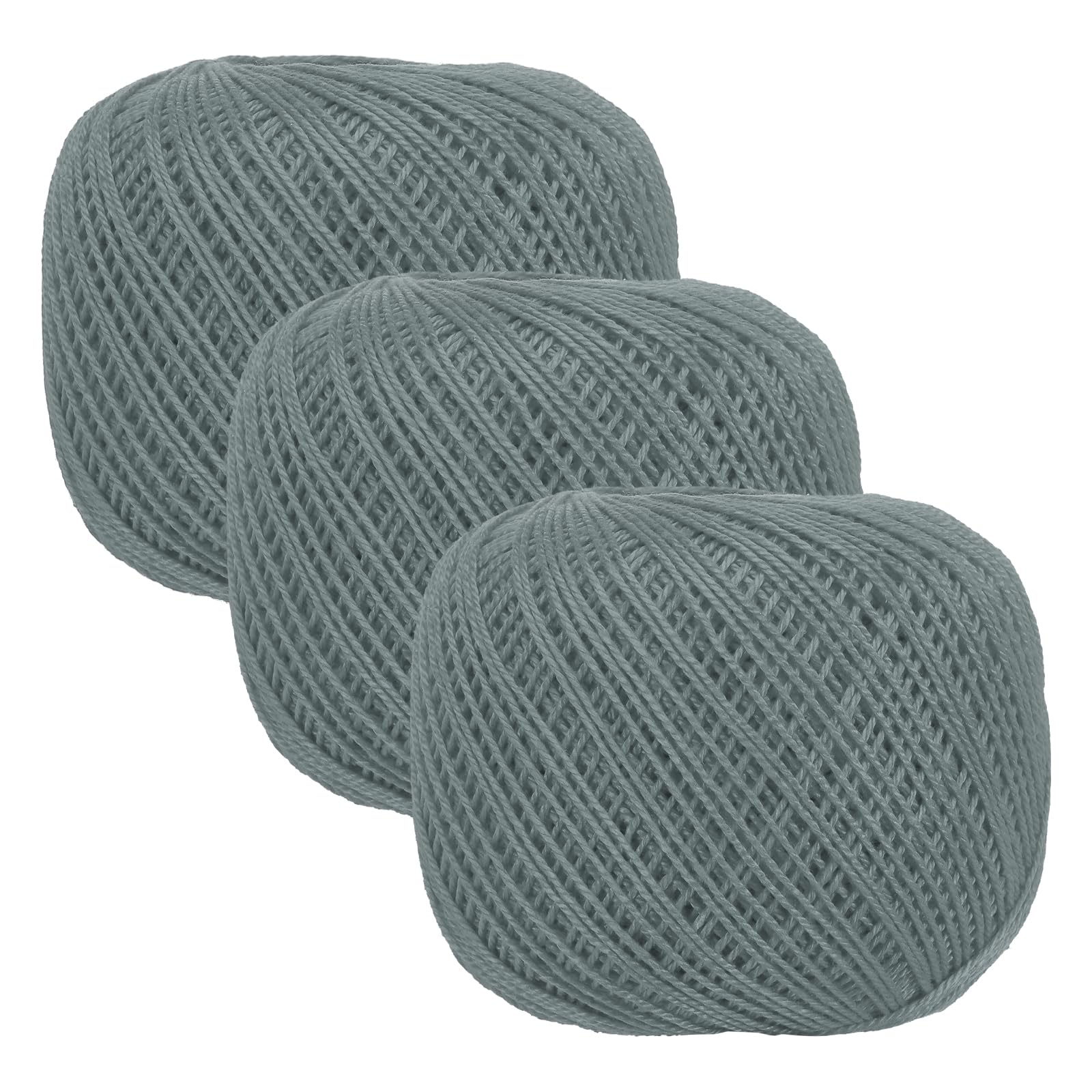sourcing map 3 Rolls 164 Yards Size 3 Dark Gray Pearl Cotton Crochet Thread Lace Weight Yarn Tatting Thread for Crocheting Knitting Embroidery Sewing