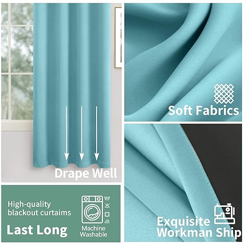 Miniatura 4 de Juego de 2 paneles de cortinas opacas para dormitorio de 63 pulgadas de largo, con aislamiento térmico, 100% bloqueo de luz, insonorizadas, con
