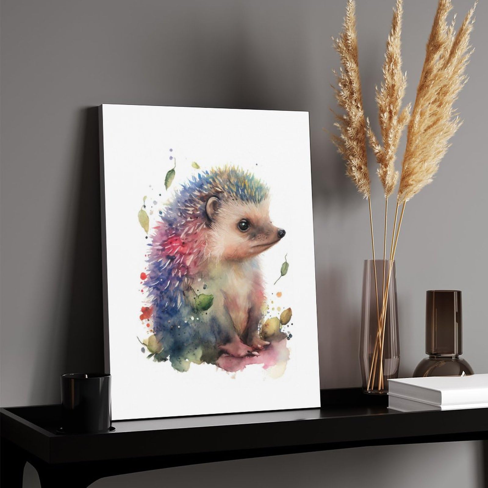 Amazon.co.jp: 絵画 かわいいハリネズミの水彩画インテリア 絵画
