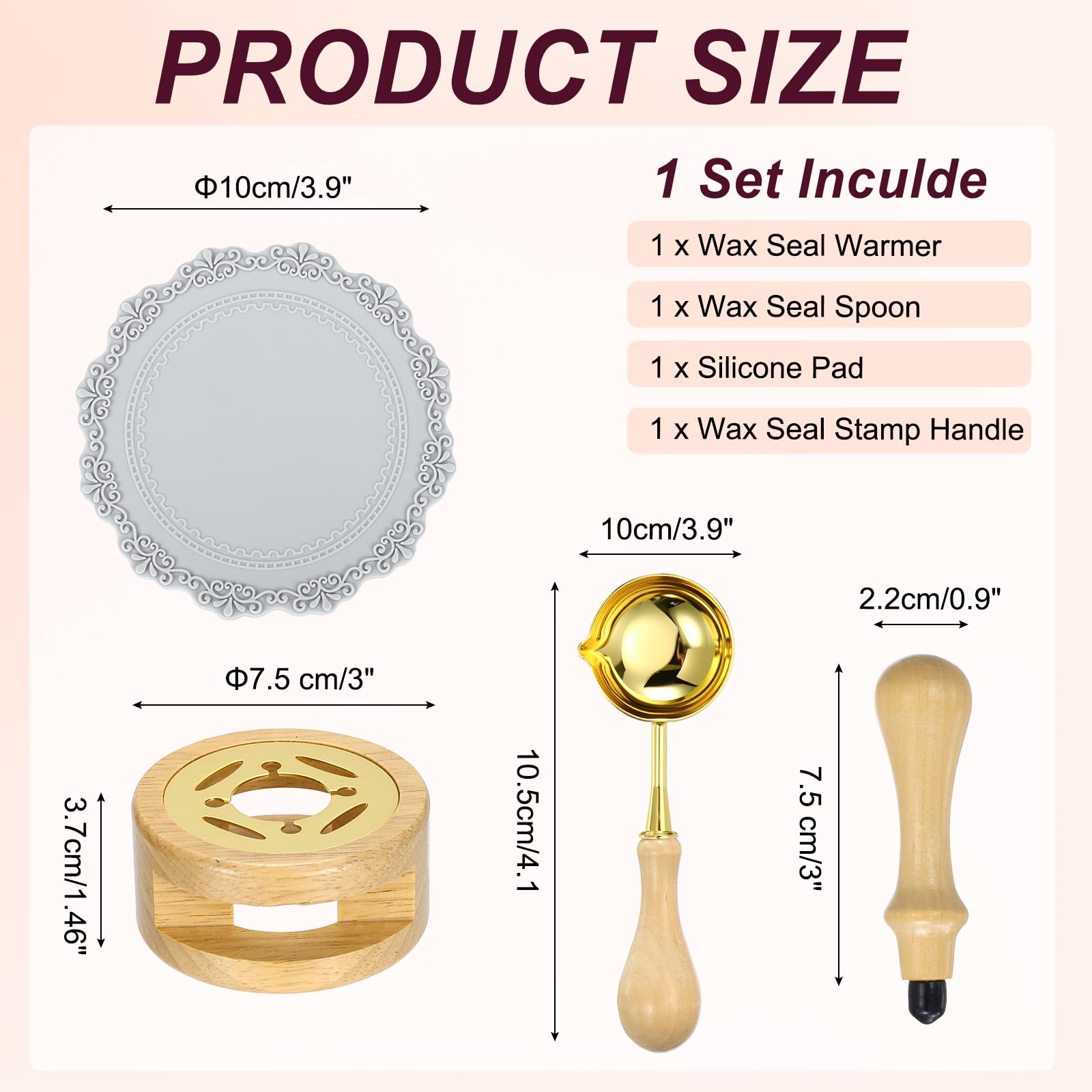 PATIKIL Wax Stamp Seal Kit Include Sealing Warmer, Melting Spoon, Silicone Pad, Stamp Handle - Image 2
