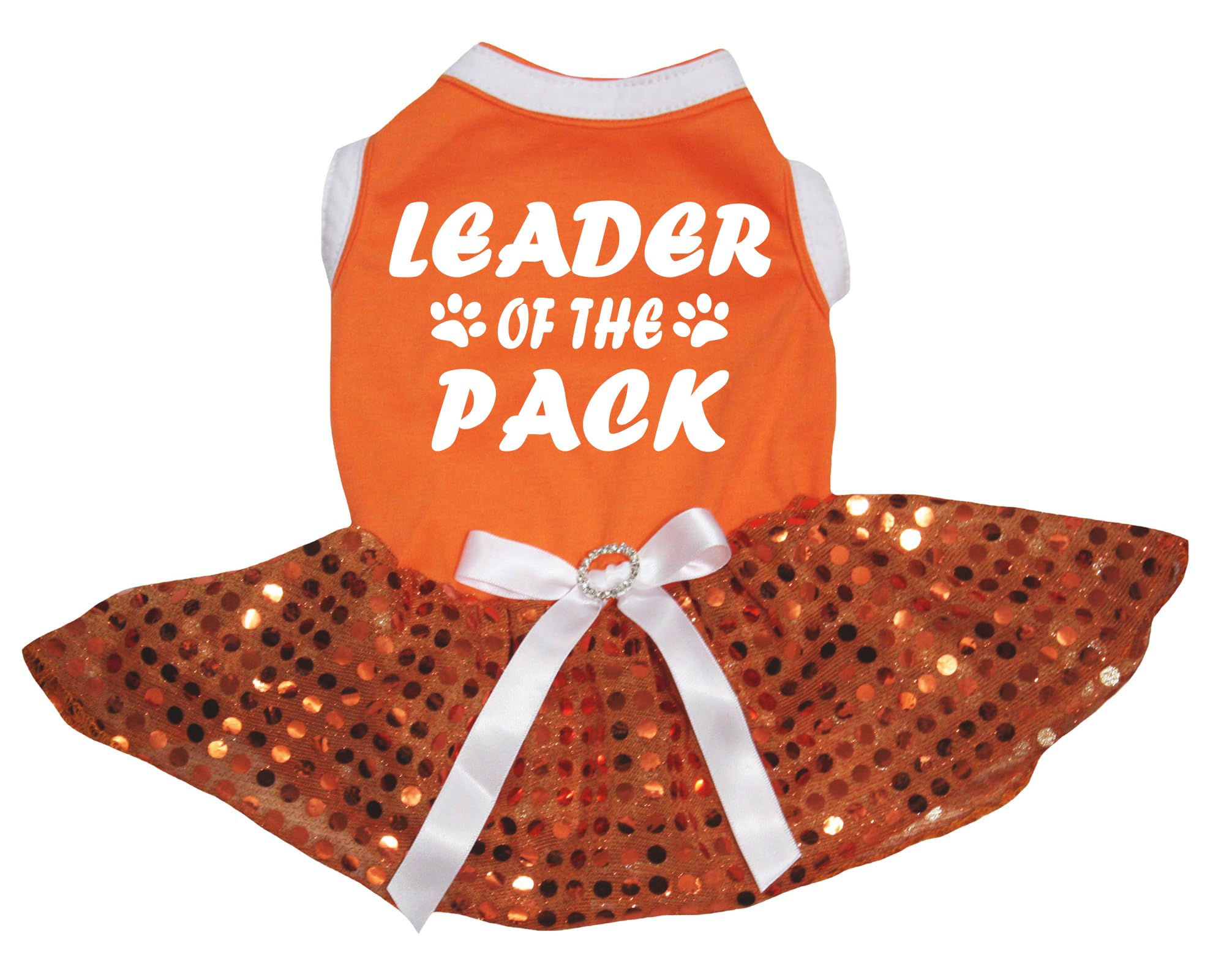 Robe pour chiot orange XXL vêtement de fête à sequins Leader Of The Pack