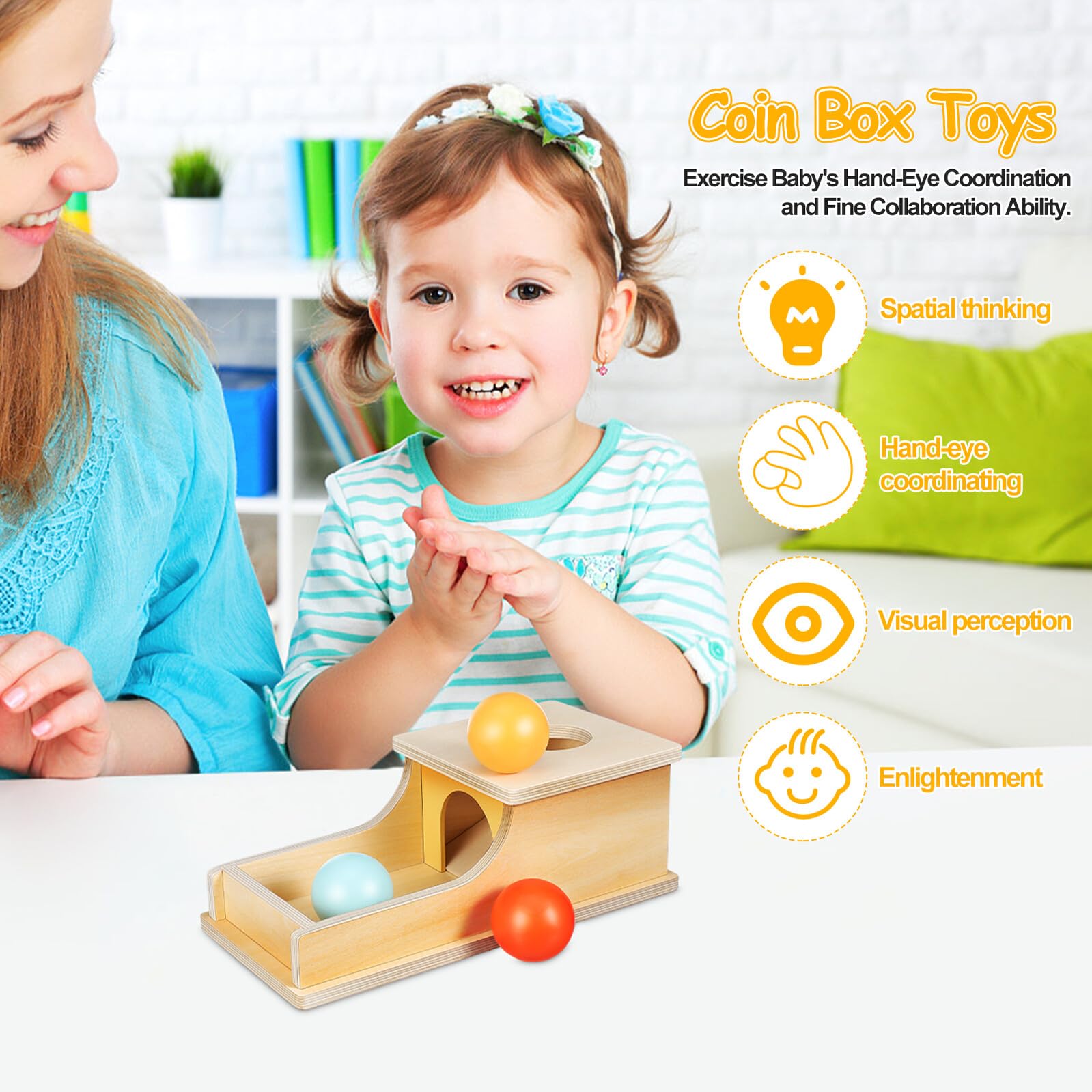 Juguete Educativo de Caja para Monedas de Material Sintético para Niños, Desarrolla Habilidades Motoras y Concentración Interacción Familiar