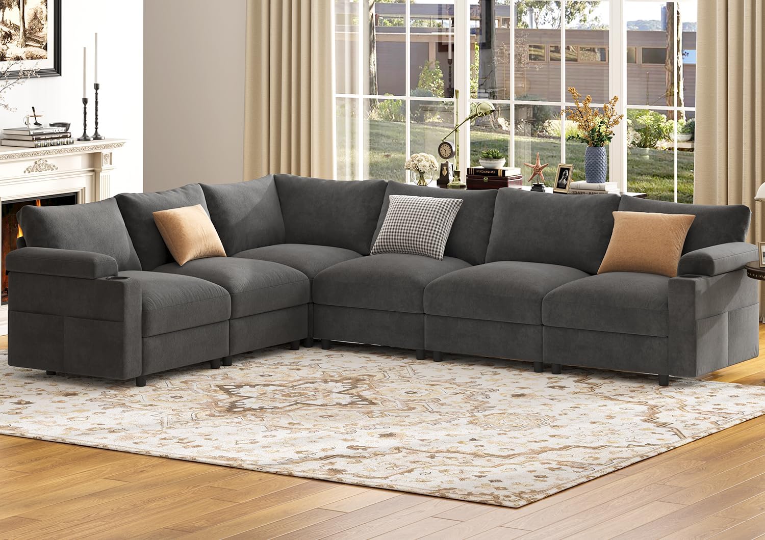 Sectional Couches for Living Room FSC Certified Velvet