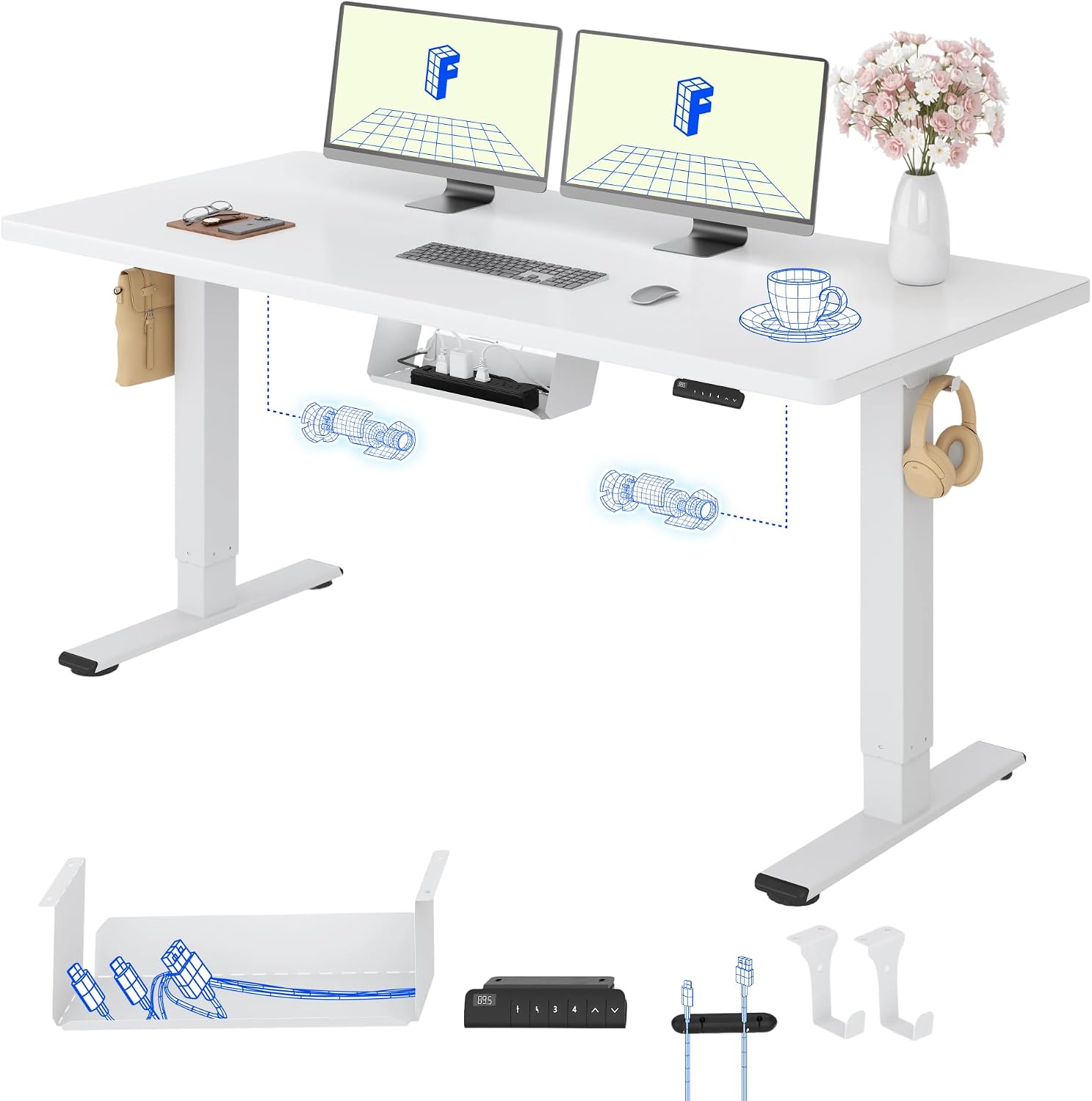 (-20%) FLEXISPOT Höhenverstellbarer Schreibtisch elektrisch, Doppelmotor 160x80 cm