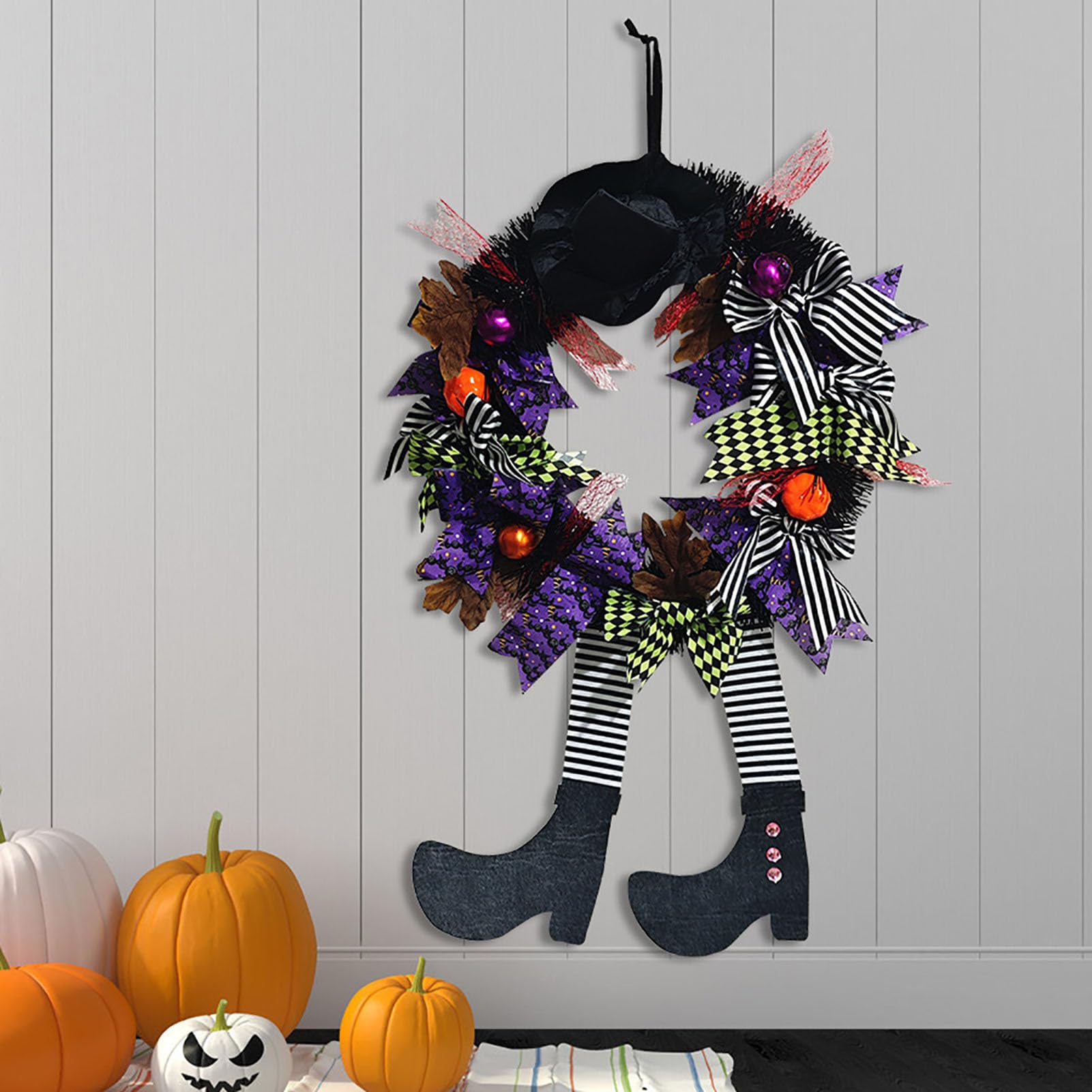 Wieniec Halloween z Kapeluszem Wiedźmy i Długimi Nogami