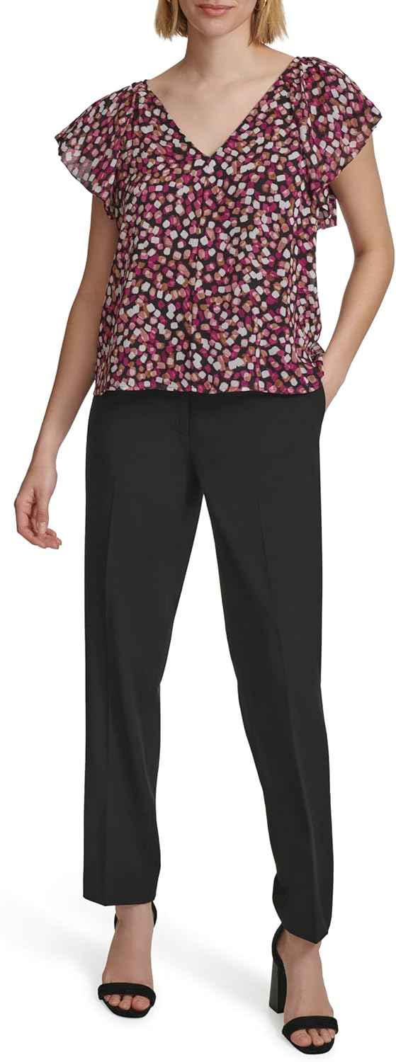 Calvin Klein Womens Ruffle Detail Sleeveless Blouse