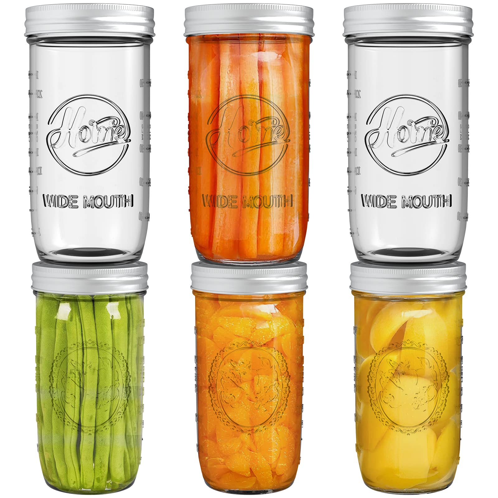 Buy Tebery 6 Pack Wide Mouth Home Glass Mason Jars with Airtight Lids
