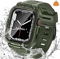 Vista 21 de Goton Estuche impermeable 3 en 1 con correa para Apple Watch con protector de pantalla de vidrio templado incorporado de 40 mm, cubierta frontal