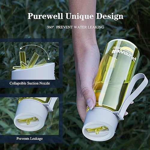 Miniatura 10 de Purewell Botella de agua filtrada sin BPA con popote de filtro integrado de 4 etapas para camping, senderismo, mochilero y viajes